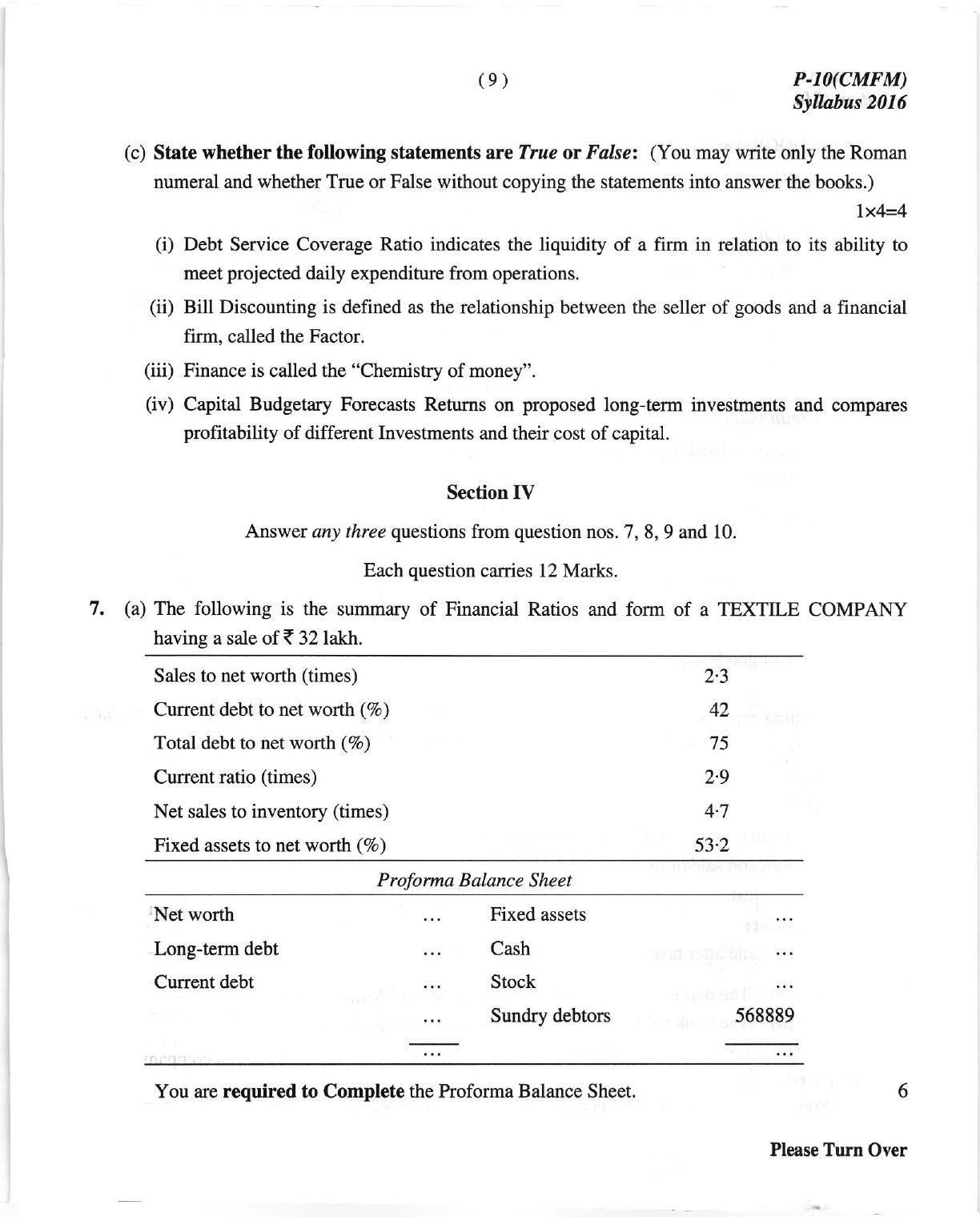 ICMAI June 2018 Cost & Management Accounting and Financial Management Question Paper  - Page 9