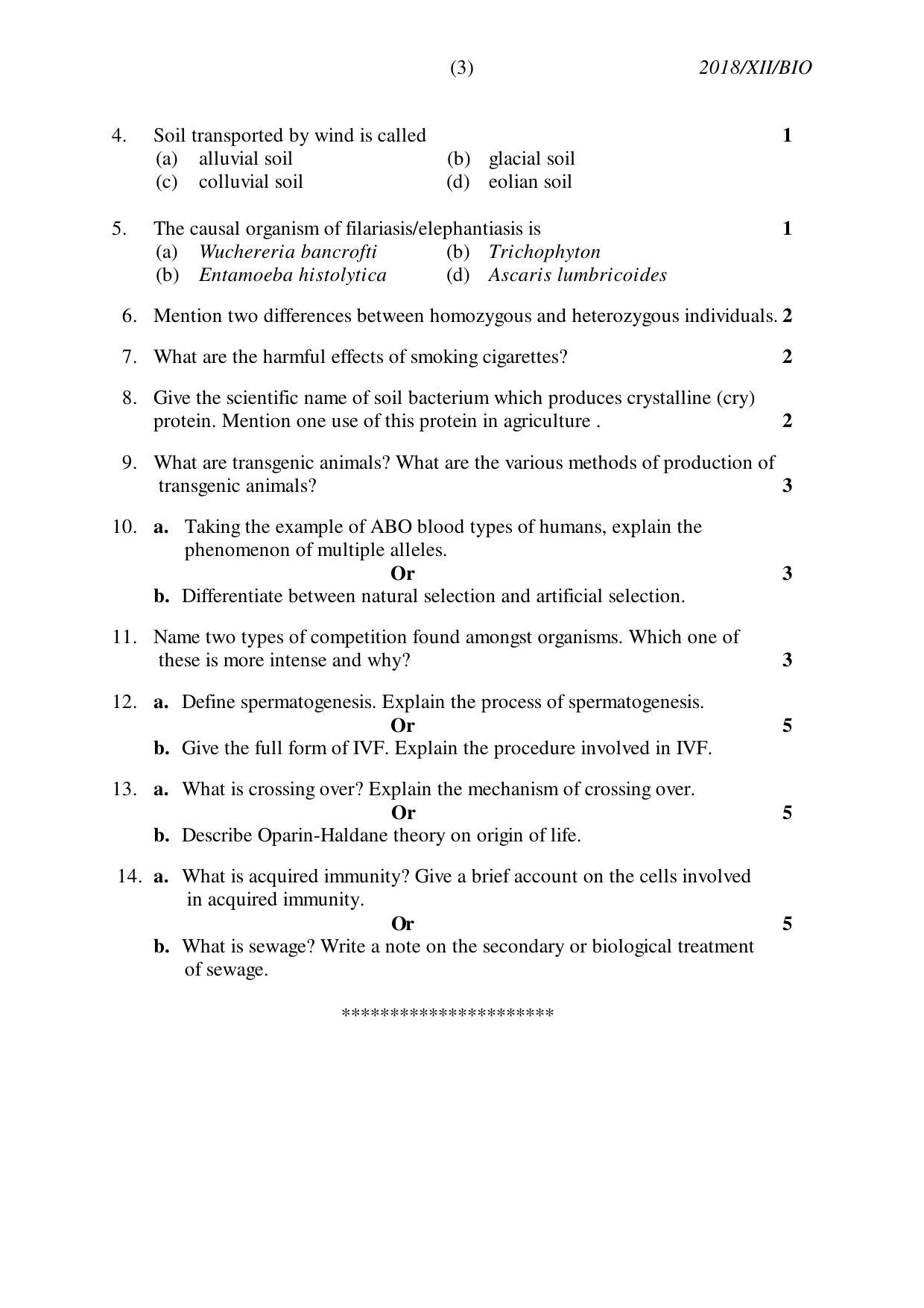 Nagaland Board Class 12 BIOLOGY 2018 Question Papers - Page 3