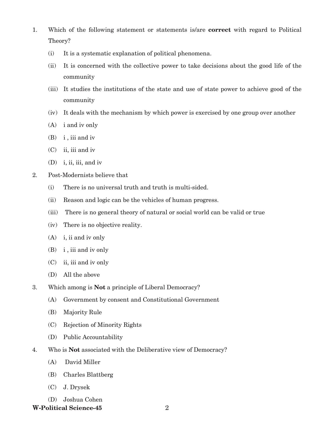 Odisha CPET 2022 POLITICAL SCIENCE Question Paper - Page 2