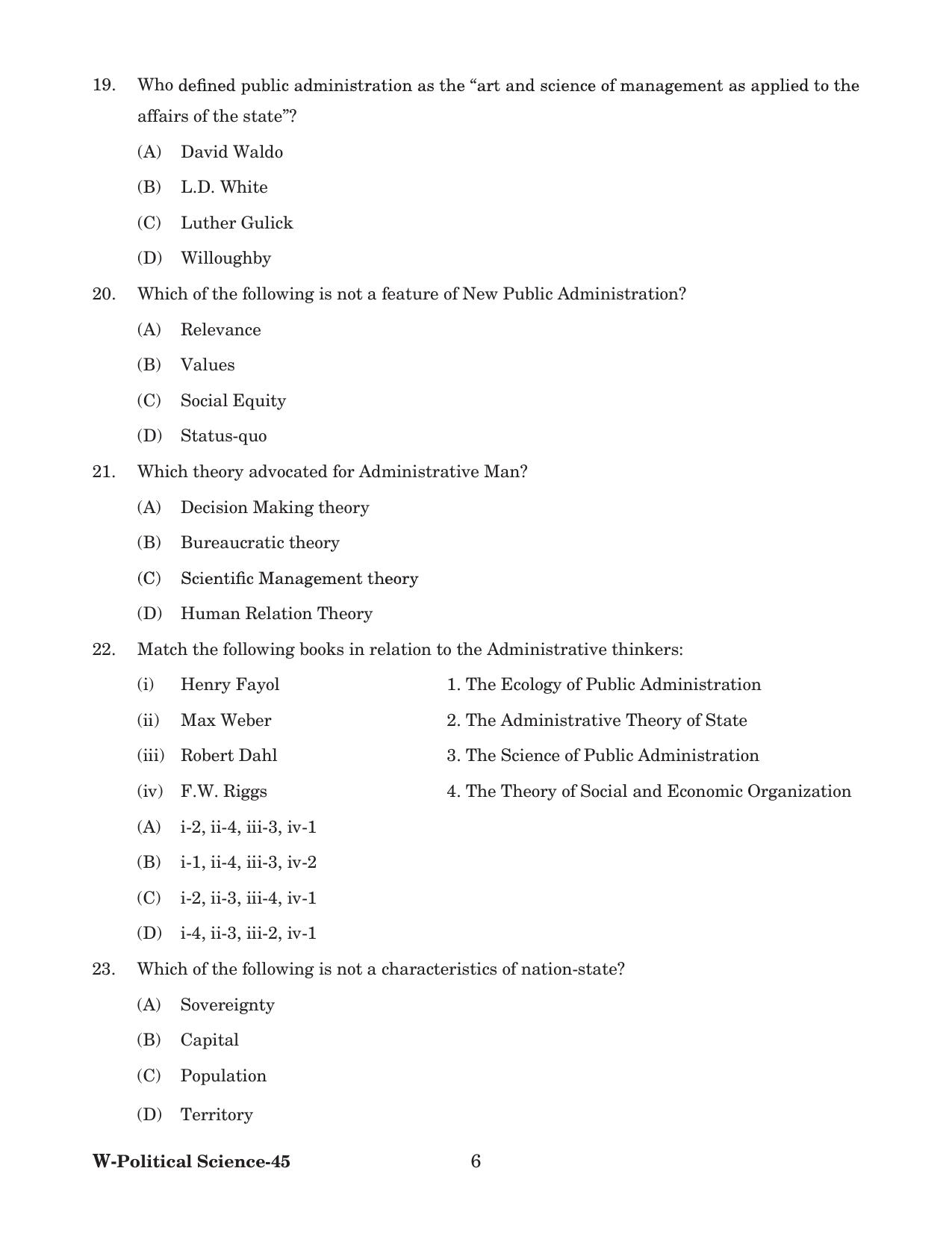 Odisha CPET 2022 POLITICAL SCIENCE Question Paper - Page 6