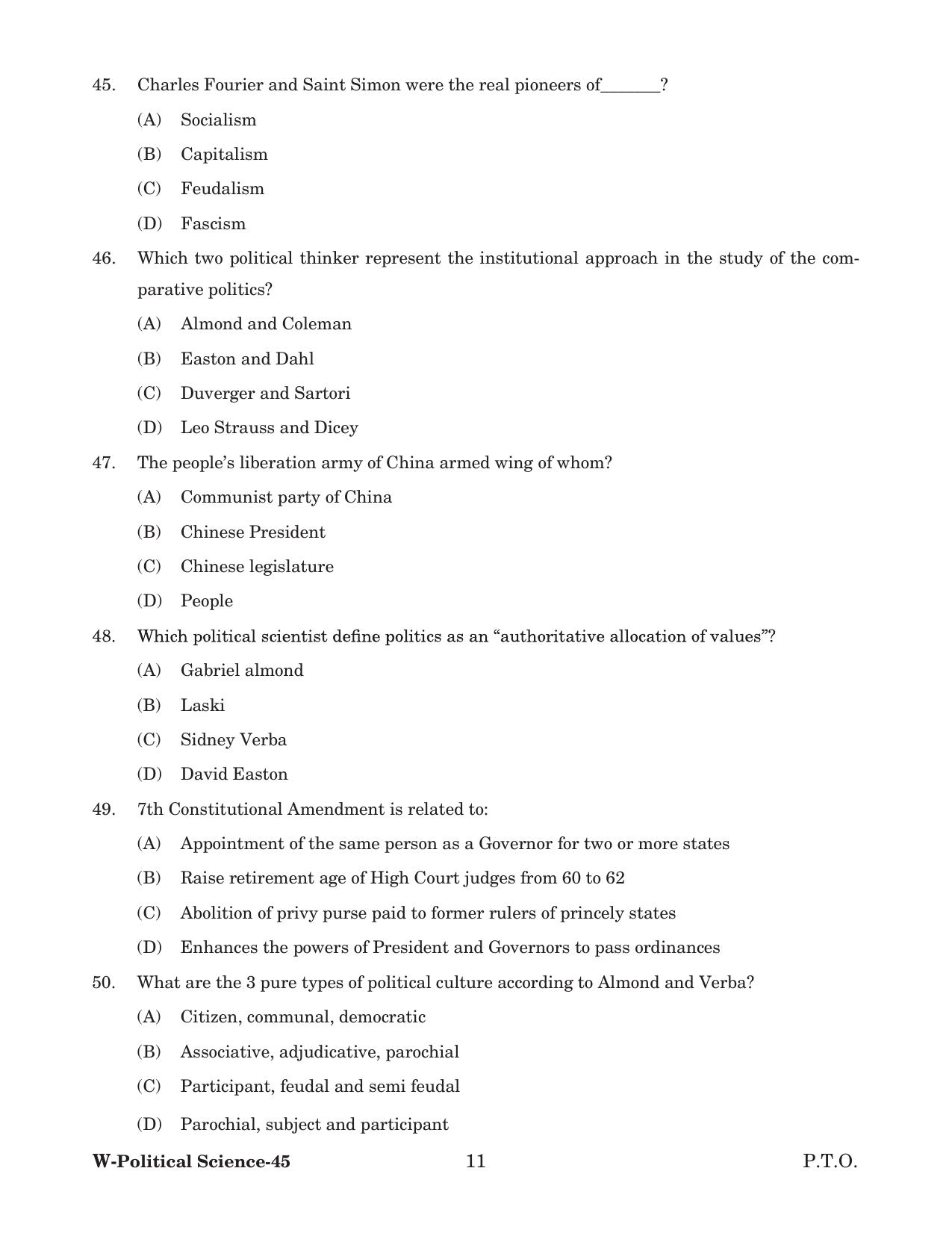 Odisha CPET 2022 POLITICAL SCIENCE Question Paper - Page 11