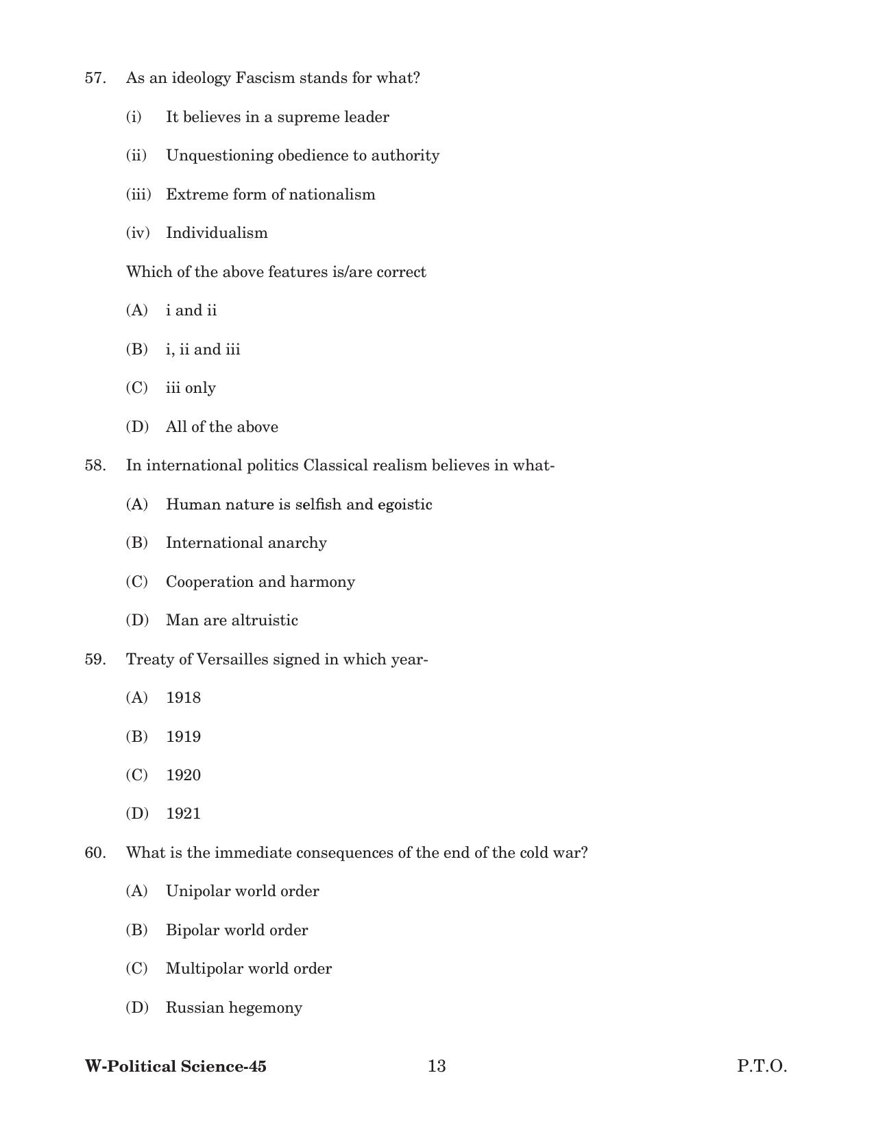 Odisha CPET 2022 POLITICAL SCIENCE Question Paper - Page 13