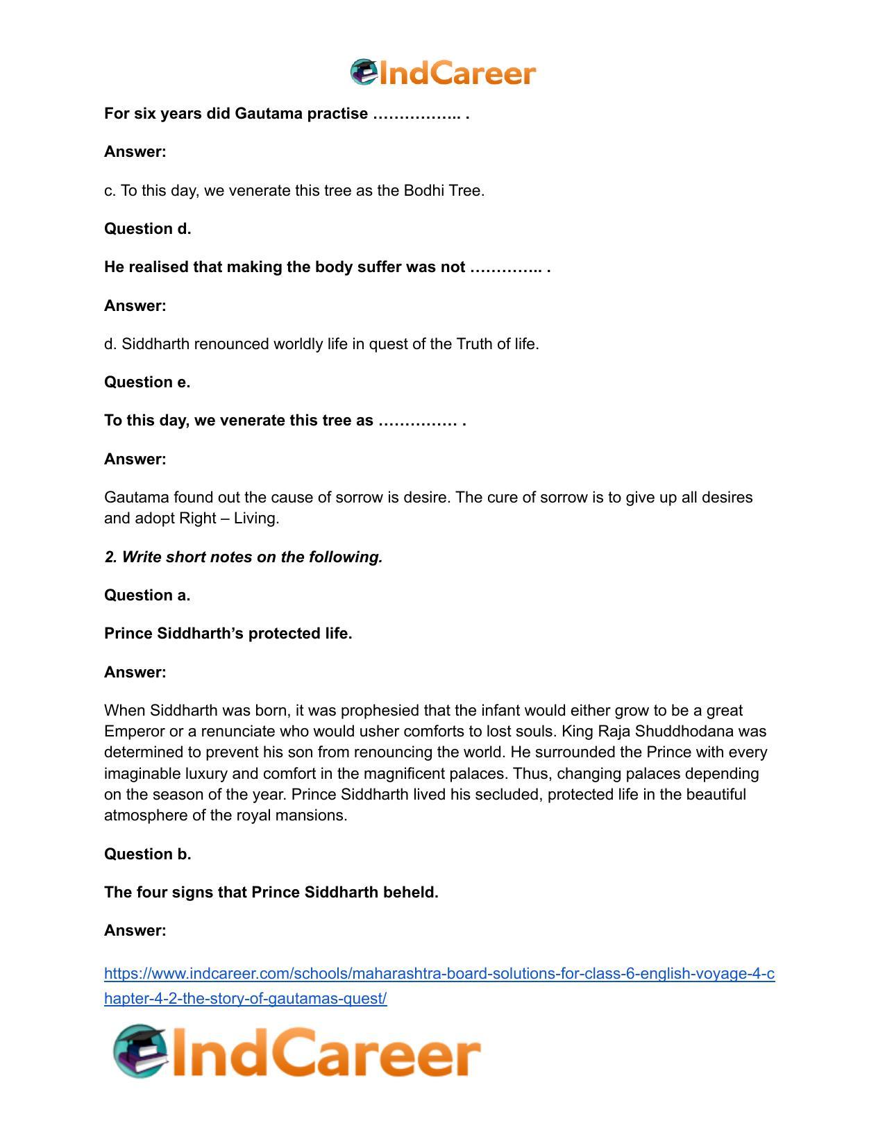 Maharashtra Board Solutions for Class 6- English (Voyage 4): Chapter 4.2- The Story of Gautama’s Quest - Page 3