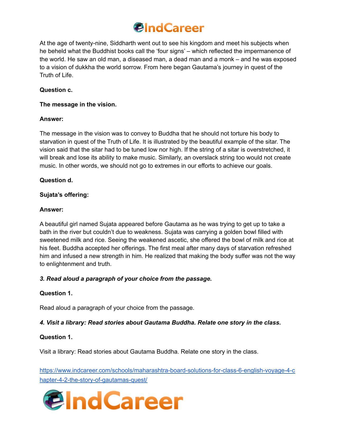 Maharashtra Board Solutions for Class 6- English (Voyage 4): Chapter 4.2- The Story of Gautama’s Quest - Page 4