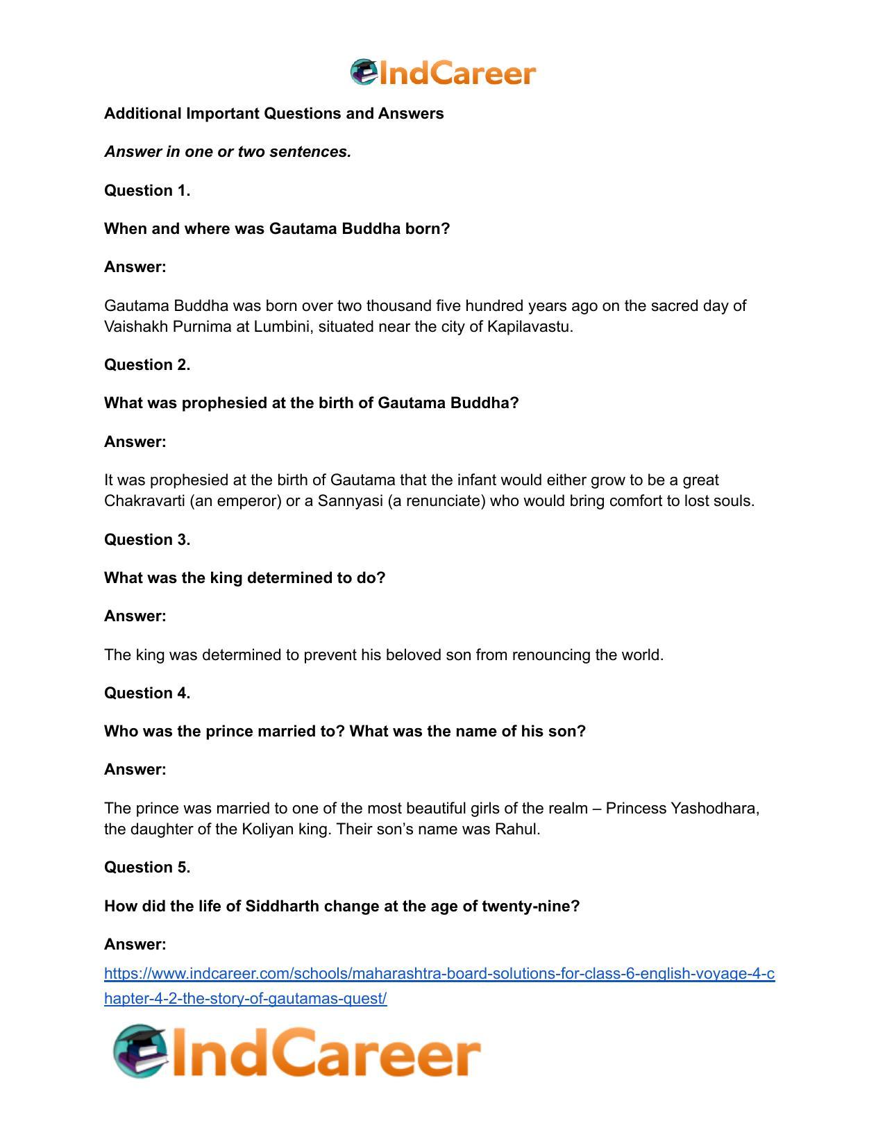 Maharashtra Board Solutions for Class 6- English (Voyage 4): Chapter 4.2- The Story of Gautama’s Quest - Page 5