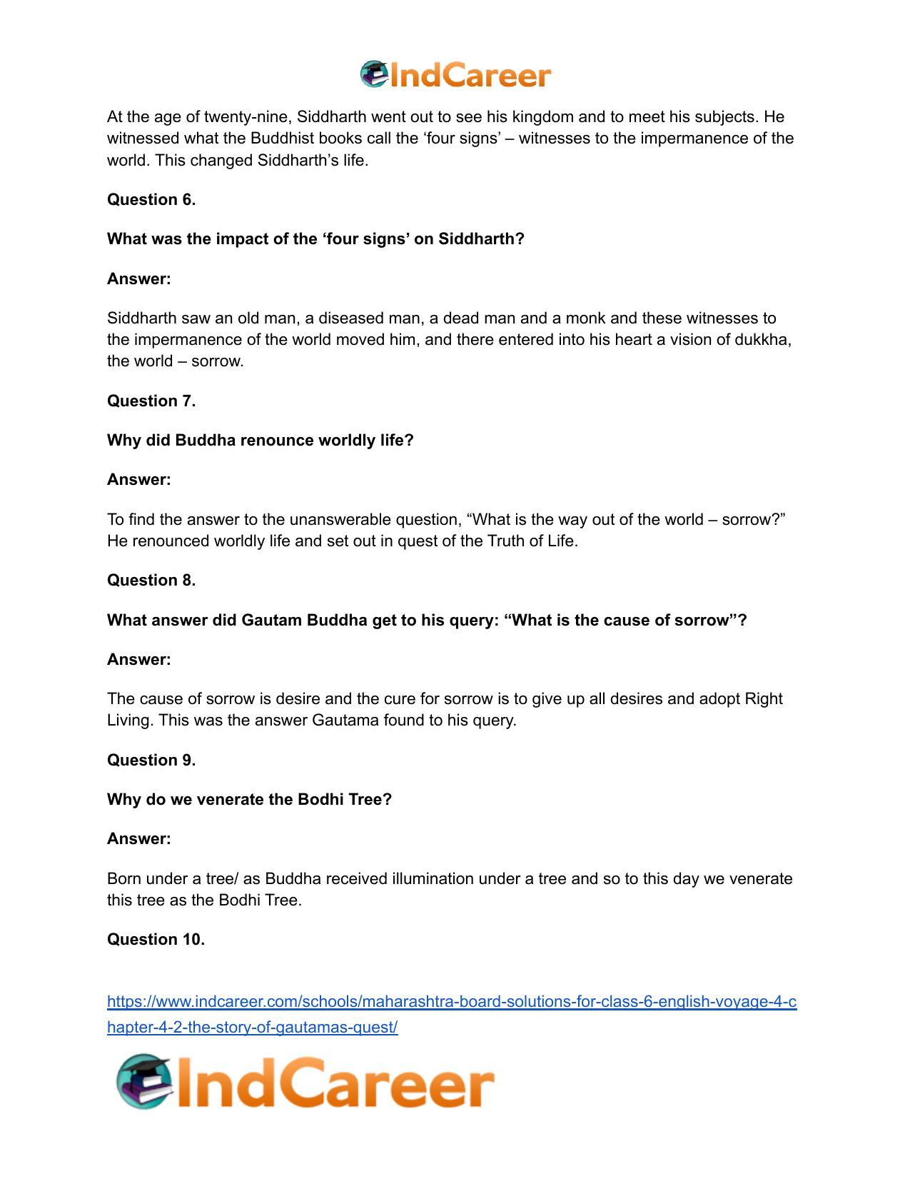 Maharashtra Board Solutions for Class 6- English (Voyage 4): Chapter 4.2- The Story of Gautama’s Quest - Page 6