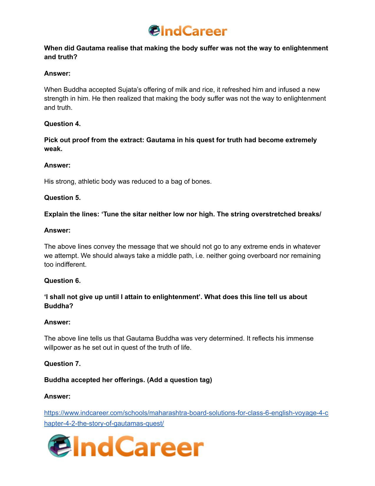 Maharashtra Board Solutions for Class 6- English (Voyage 4): Chapter 4.2- The Story of Gautama’s Quest - Page 8