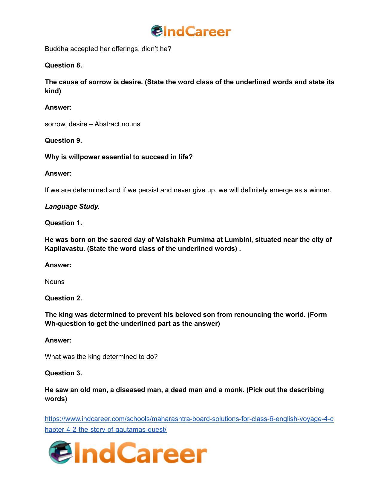 Maharashtra Board Solutions for Class 6- English (Voyage 4): Chapter 4.2- The Story of Gautama’s Quest - Page 9