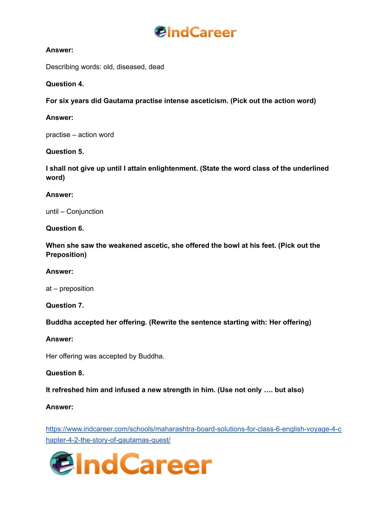 Maharashtra Board Solutions for Class 6- English (Voyage 4): Chapter 4.2- The Story of Gautama’s Quest - Page 10