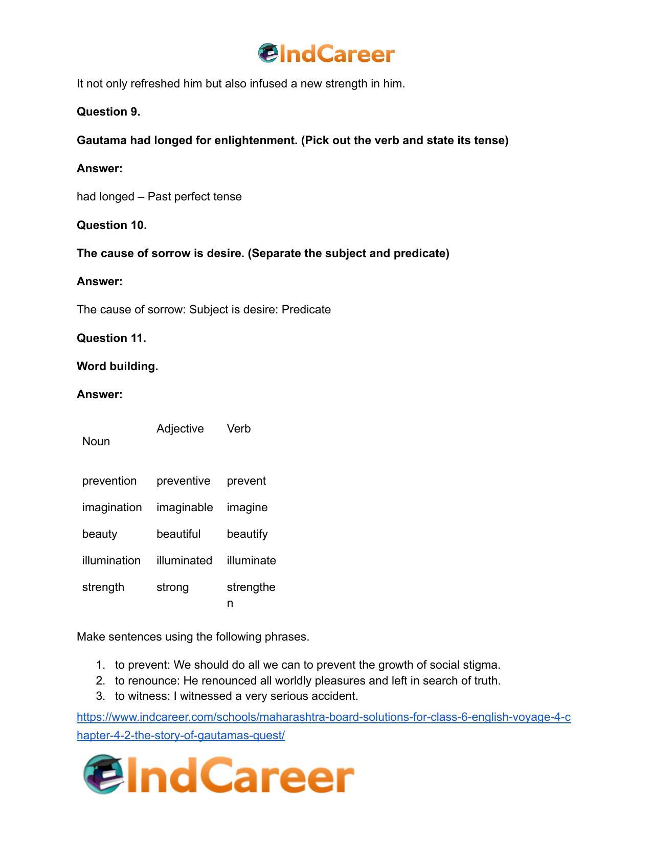 Maharashtra Board Solutions for Class 6- English (Voyage 4): Chapter 4.2- The Story of Gautama’s Quest - Page 11