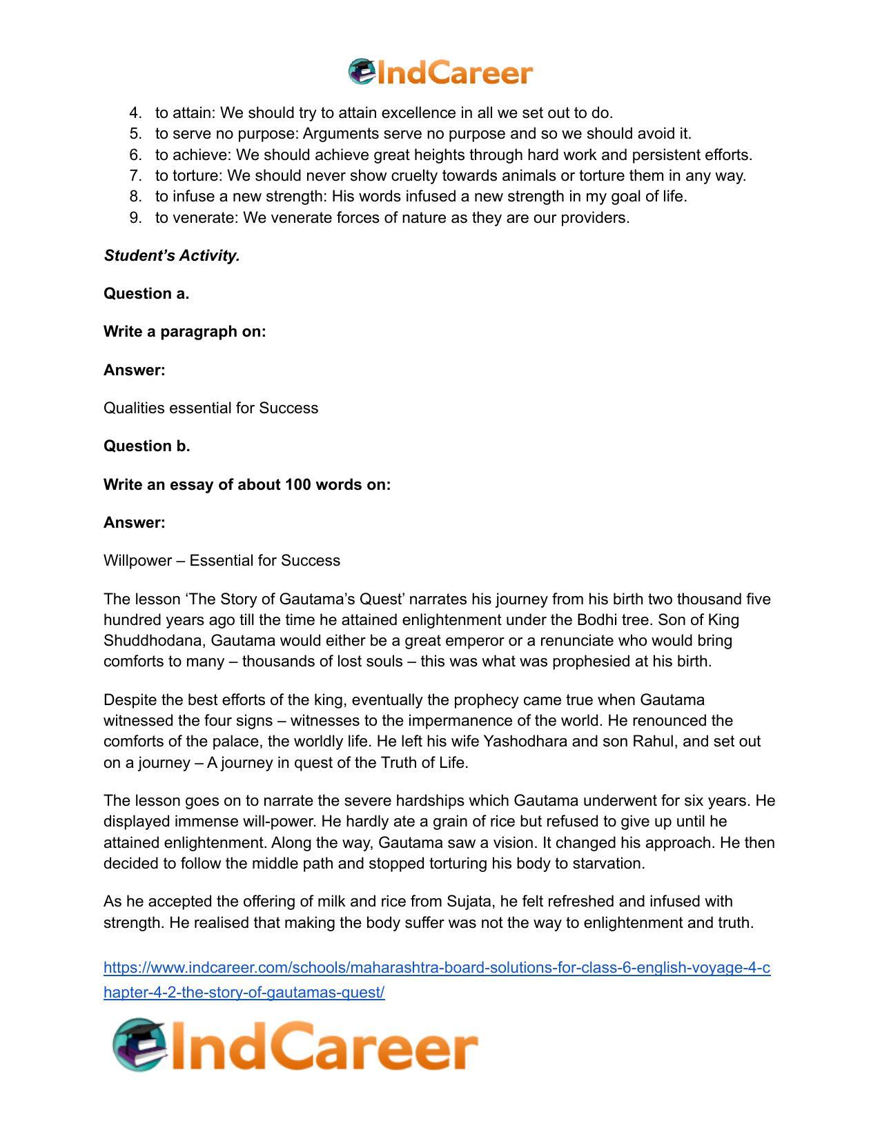 Maharashtra Board Solutions for Class 6- English (Voyage 4): Chapter 4.2- The Story of Gautama’s Quest - Page 12