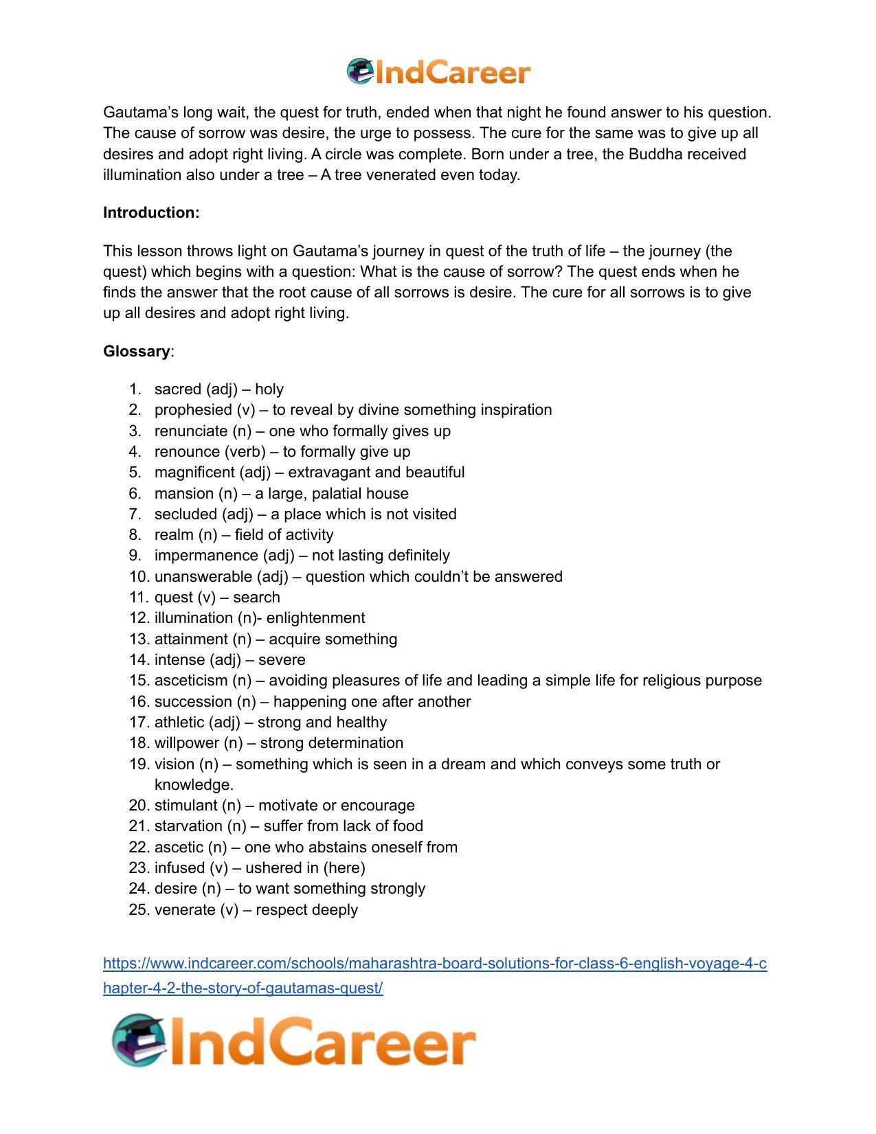 Maharashtra Board Solutions for Class 6- English (Voyage 4): Chapter 4.2- The Story of Gautama’s Quest - Page 13