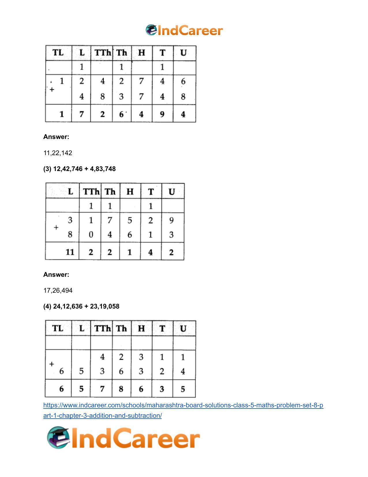 Maharashtra Board Solutions Class 5-Maths (Problem Set 8) - Part 1: Chapter 3- Addition and Subtraction - Page 3