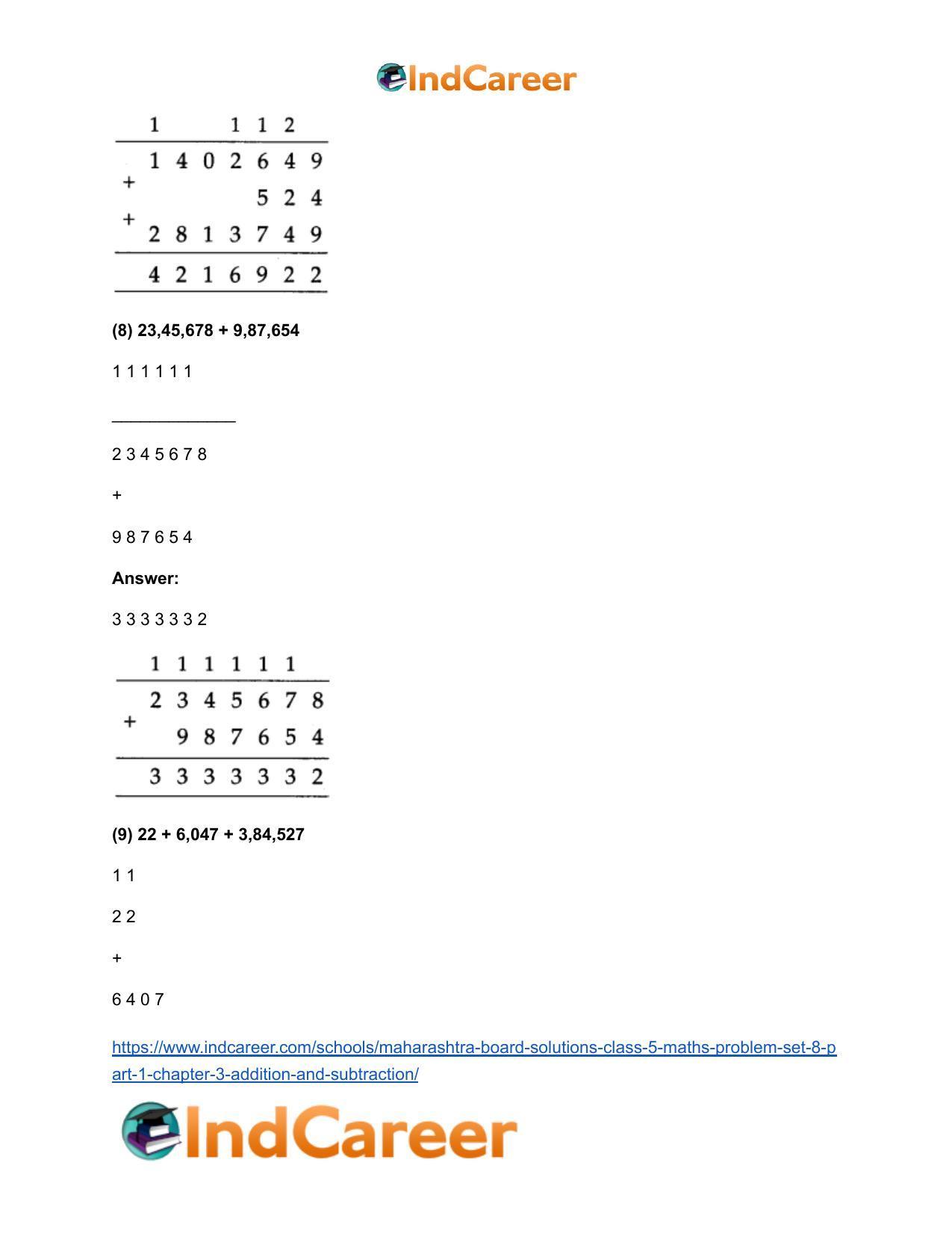 Maharashtra Board Solutions Class 5-Maths (Problem Set 8) - Part 1: Chapter 3- Addition and Subtraction - Page 6