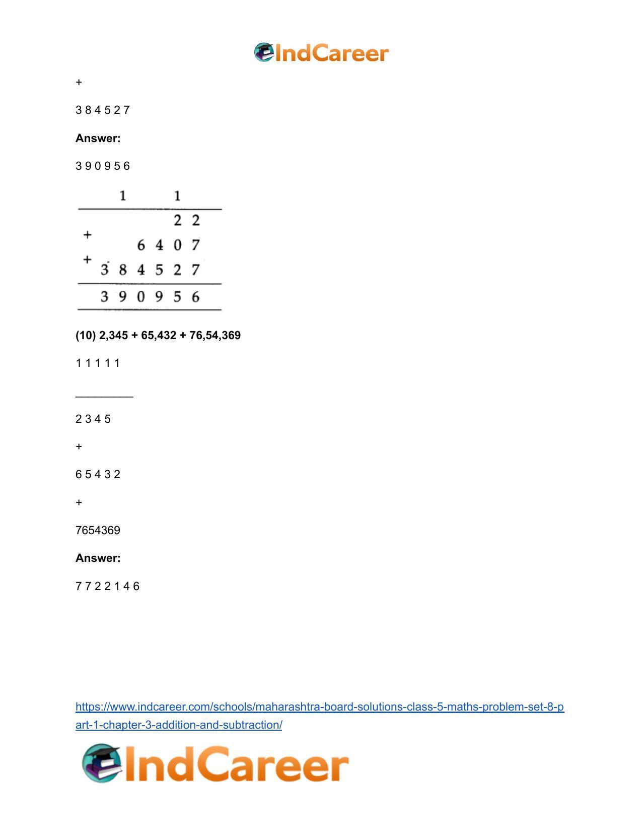 Maharashtra Board Solutions Class 5-Maths (Problem Set 8) - Part 1: Chapter 3- Addition and Subtraction - Page 7