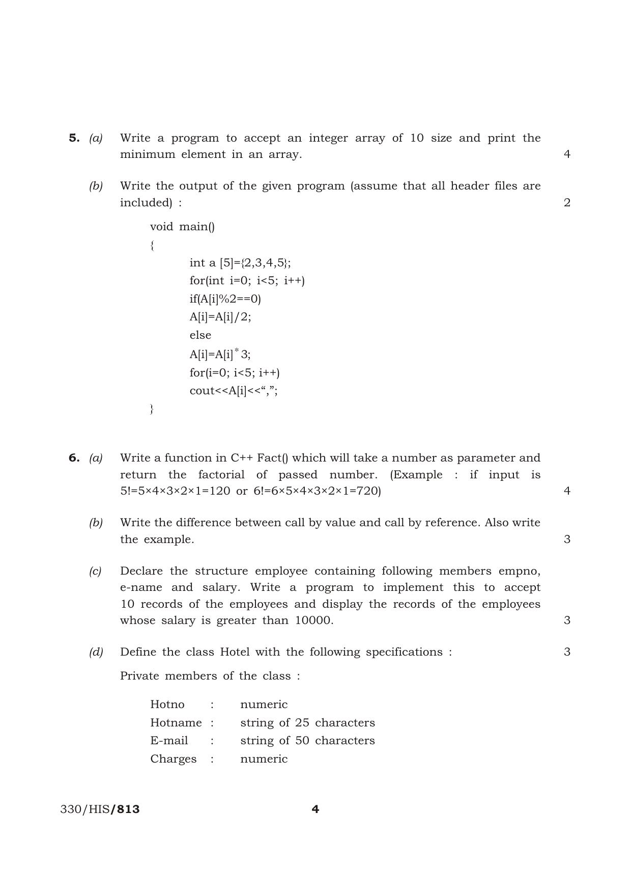 NIOS October 2016 Class 12 Computer Science Question Paper - Page 4