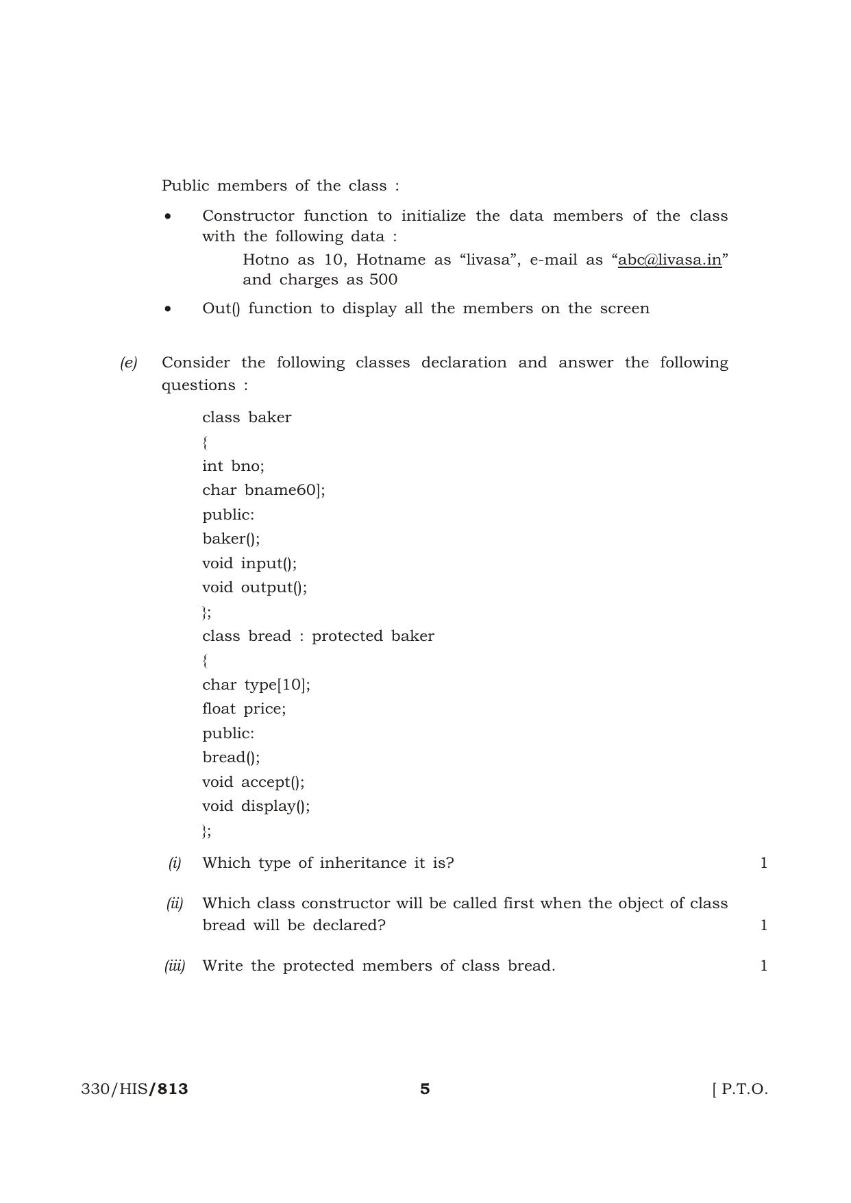 NIOS October 2016 Class 12 Computer Science Question Paper - Page 5