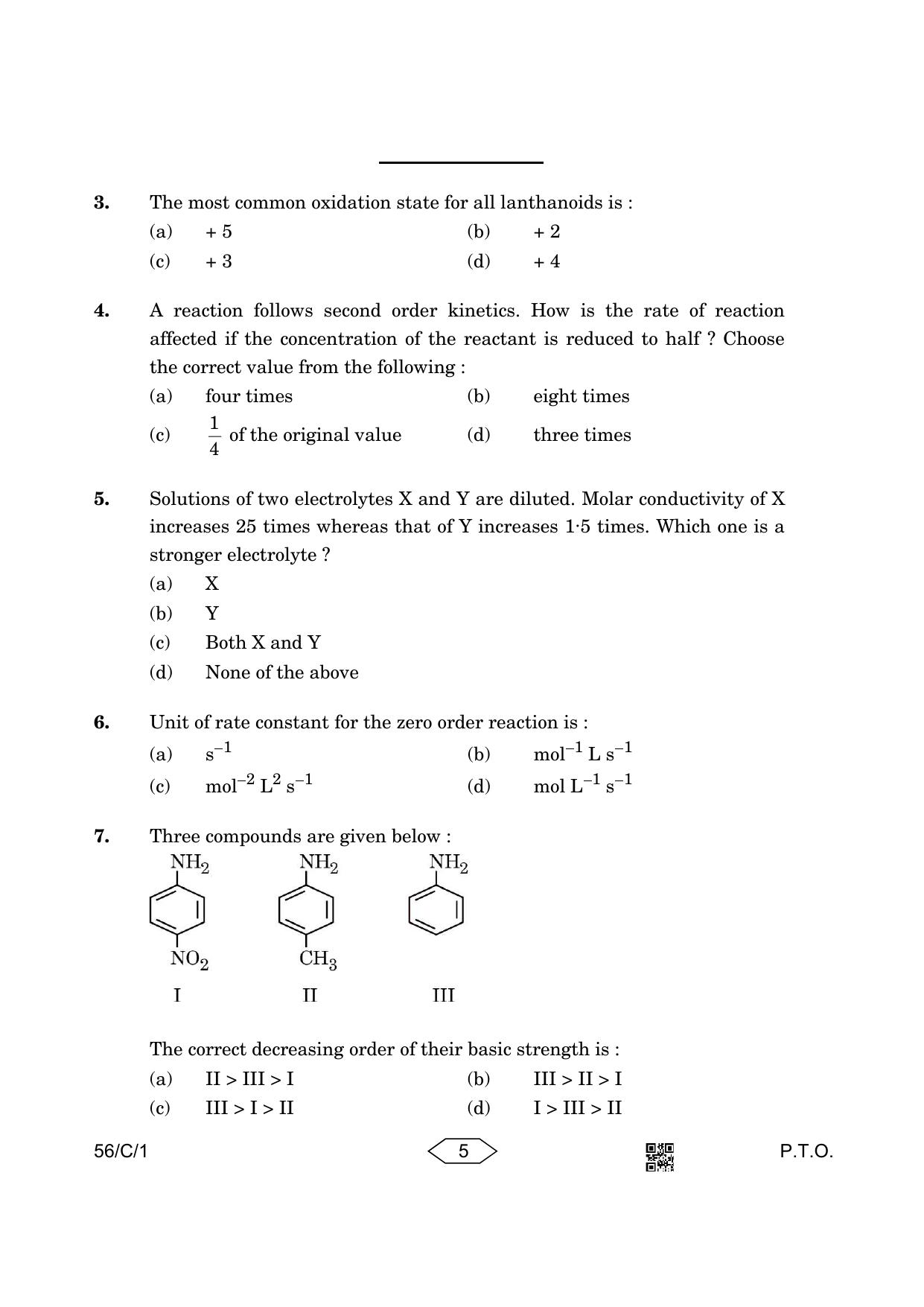 CBSE Class 12 56-1-1 Chemistry 2023 (Compartment) Question Paper - Page 5