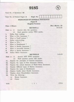 AP Inter 2nd Year Principles of General Insurance-II May-2019-Vocational Question Paper