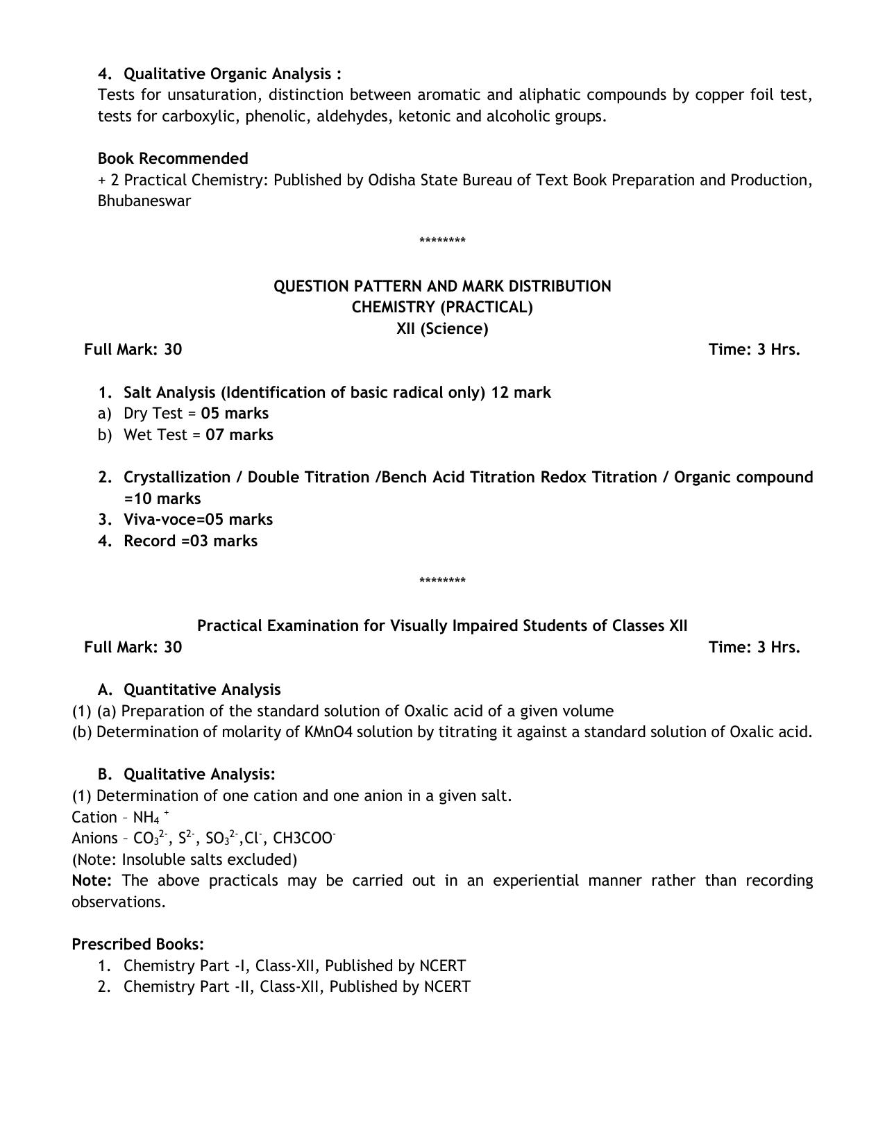 CHSE Odisha Class 12 Syllabus for Chemistry - Page 9