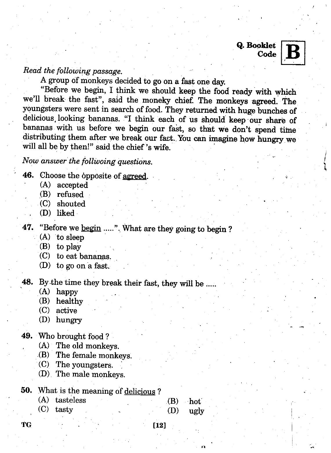 TGCET 2017 Question Papers - Page 12