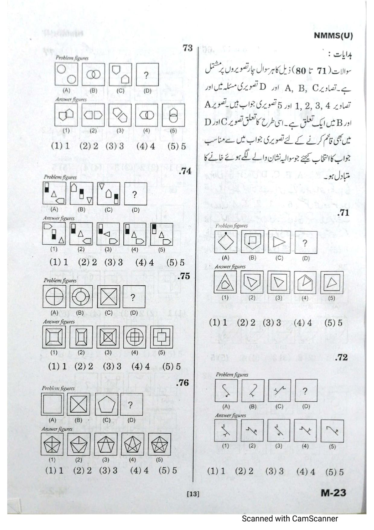 Telangana NMMS February 2021 Urdu Question Paper - Page 13