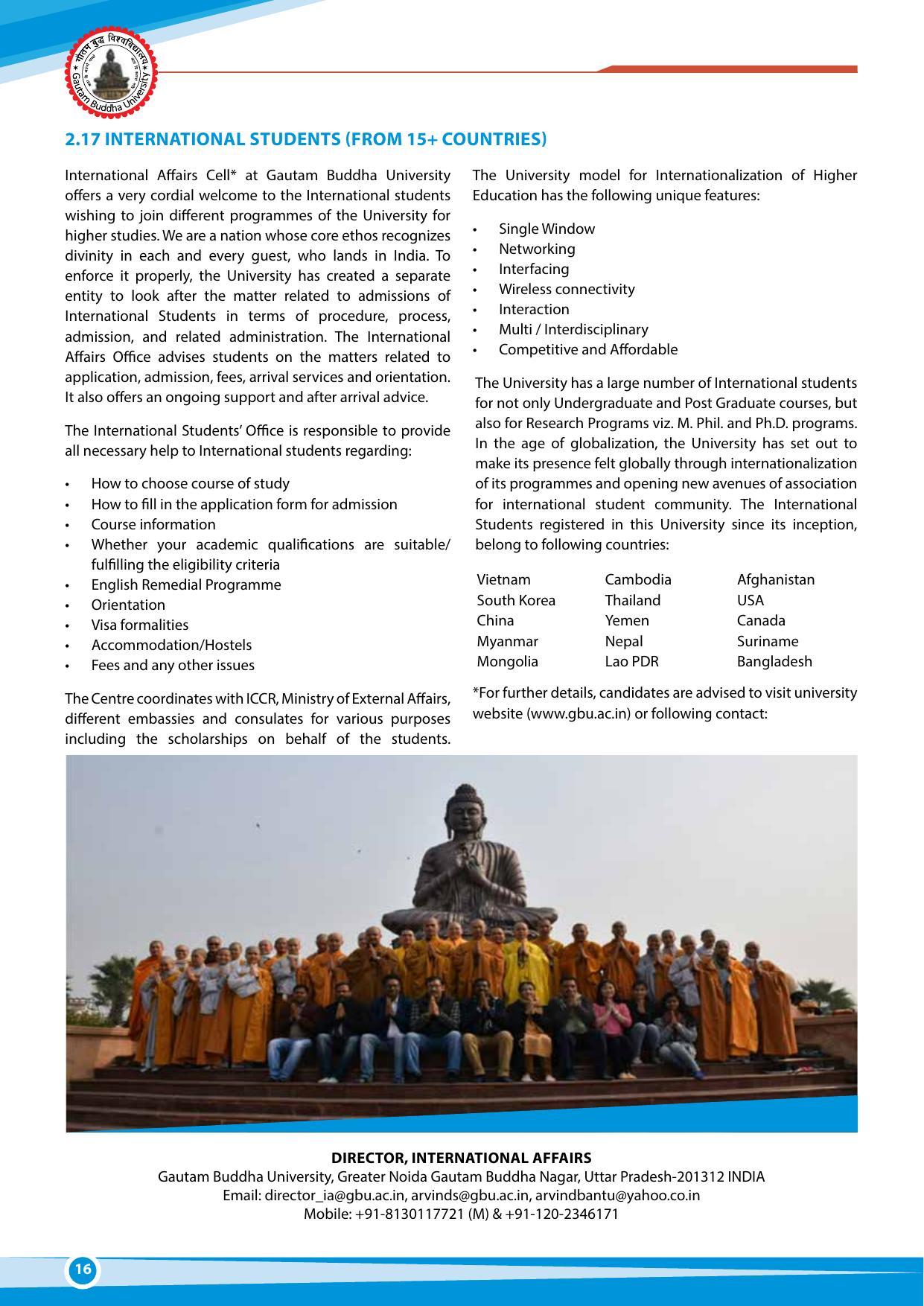 Gautam Buddha University, Gautam Budh Nagar Admission Brochure 2021-22 - Page 16