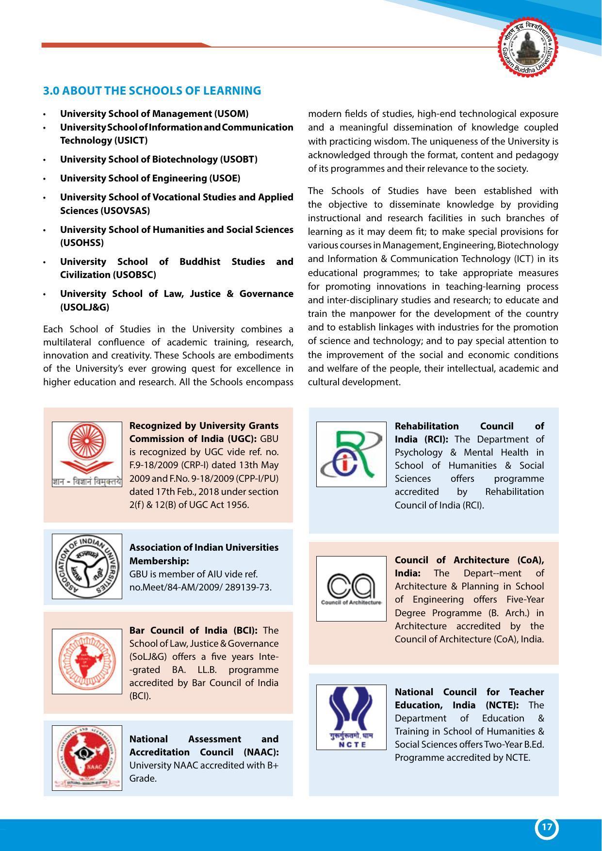 Gautam Buddha University, Gautam Budh Nagar Admission Brochure 2021-22 - Page 17