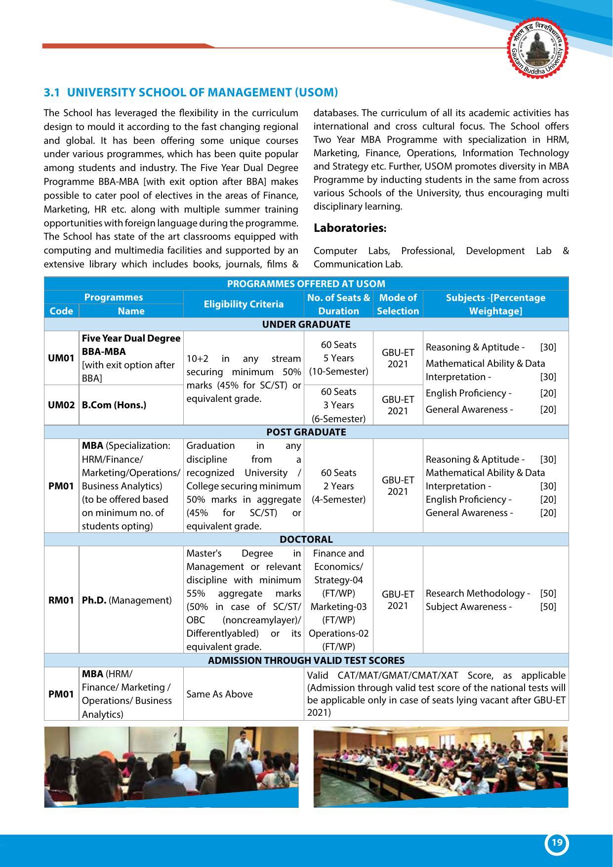 Gautam Buddha University, Gautam Budh Nagar Admission Brochure 2021-22 - Page 19