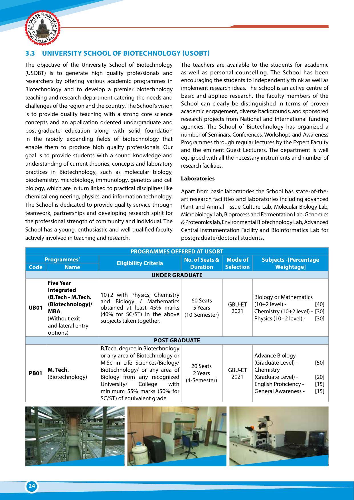 Gautam Buddha University, Gautam Budh Nagar Admission Brochure 2021-22 - Page 24