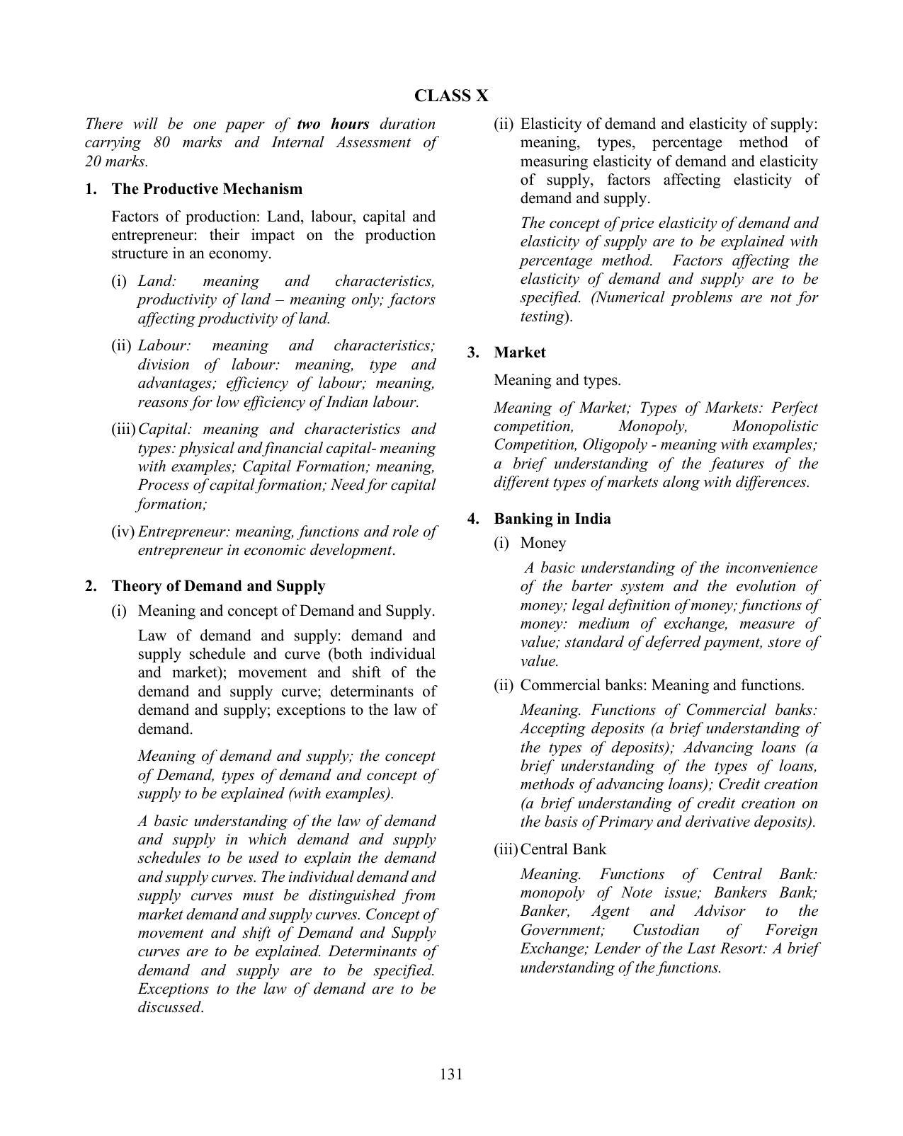 ICSE Economics Syllabus 2026 - Page 3
