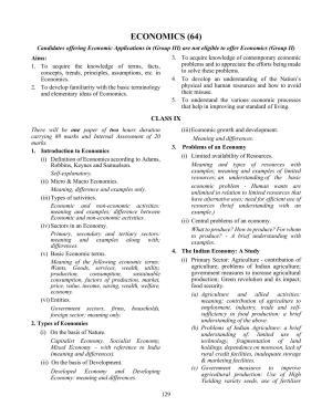 ICSE Economics Syllabus 2026