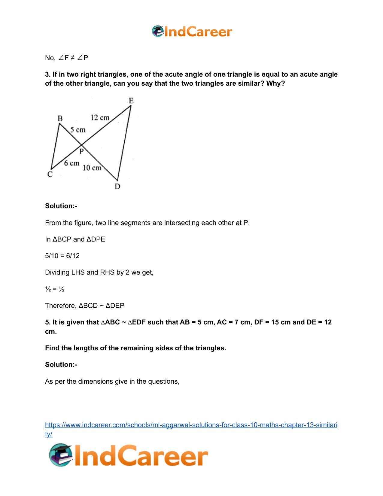 ML Aggarwal Solutions for Class 10 Maths Chapter 13- Similarity - Page 6