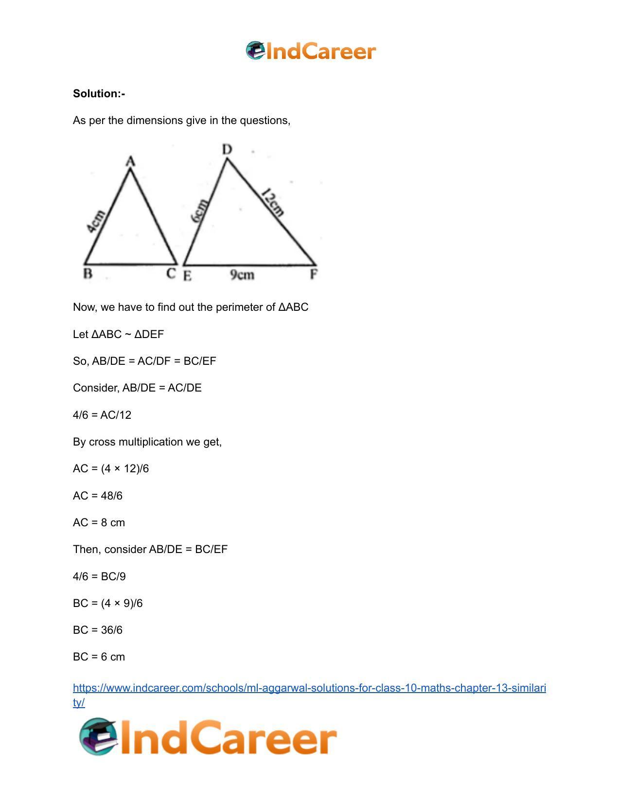 ML Aggarwal Solutions for Class 10 Maths Chapter 13- Similarity - Page 8