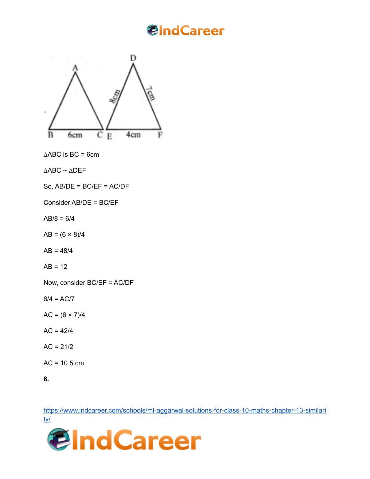ML Aggarwal Solutions for Class 10 Maths Chapter 13- Similarity - Page 10