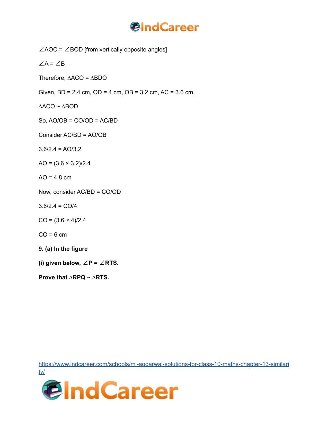 ML Aggarwal Solutions for Class 10 Maths Chapter 13- Similarity - Page 13