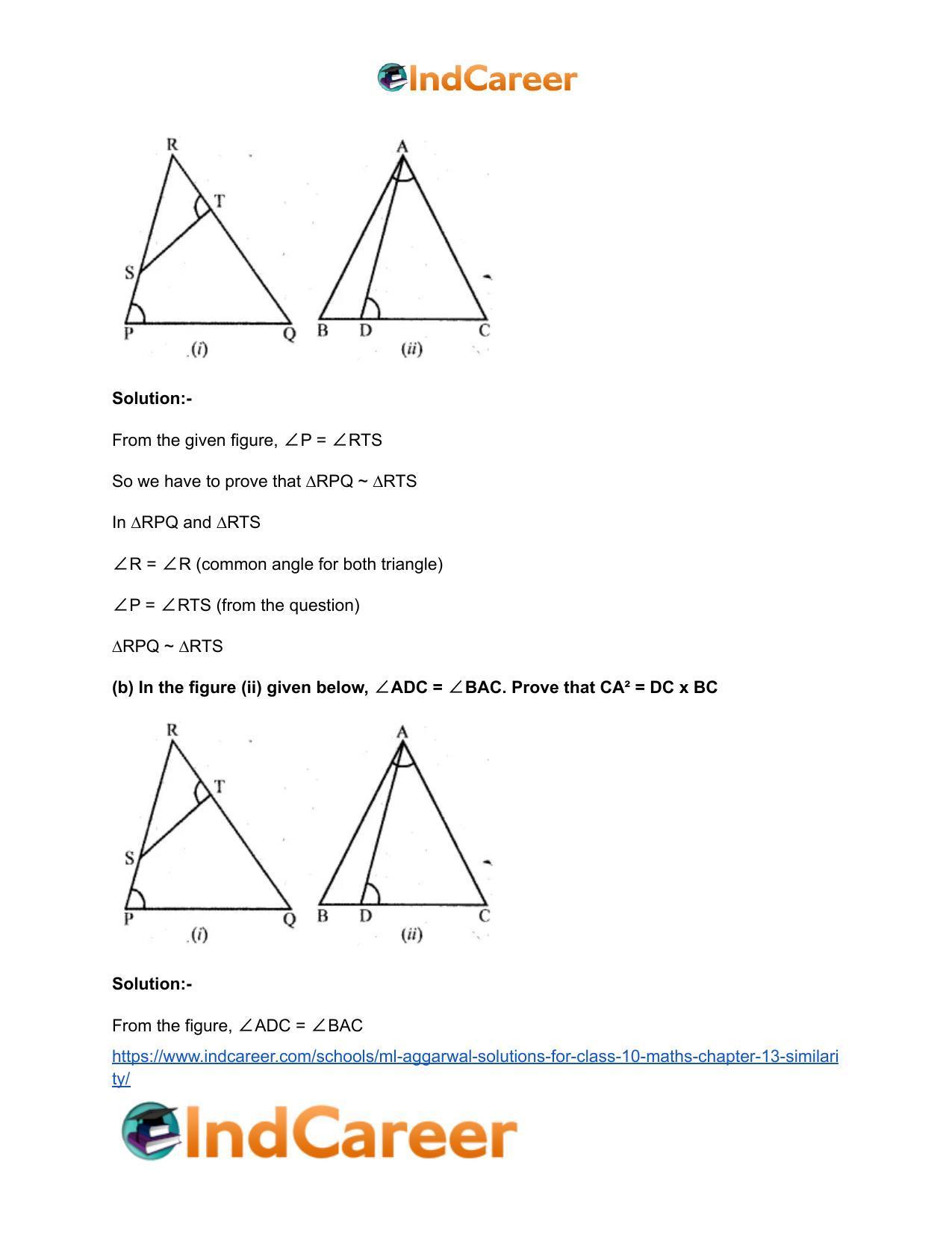 ML Aggarwal Solutions for Class 10 Maths Chapter 13- Similarity - Page 14