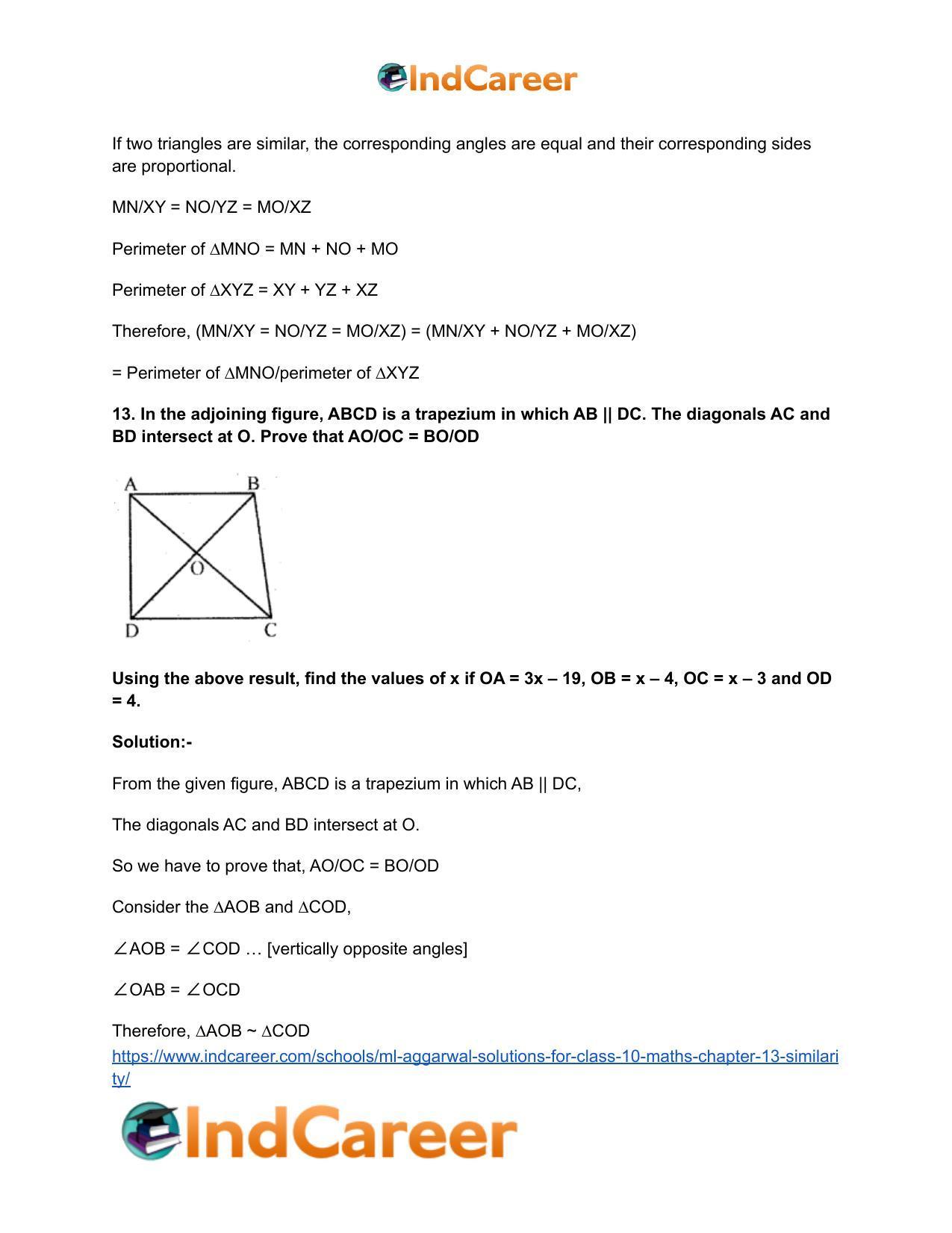 ML Aggarwal Solutions for Class 10 Maths Chapter 13- Similarity - Page 20