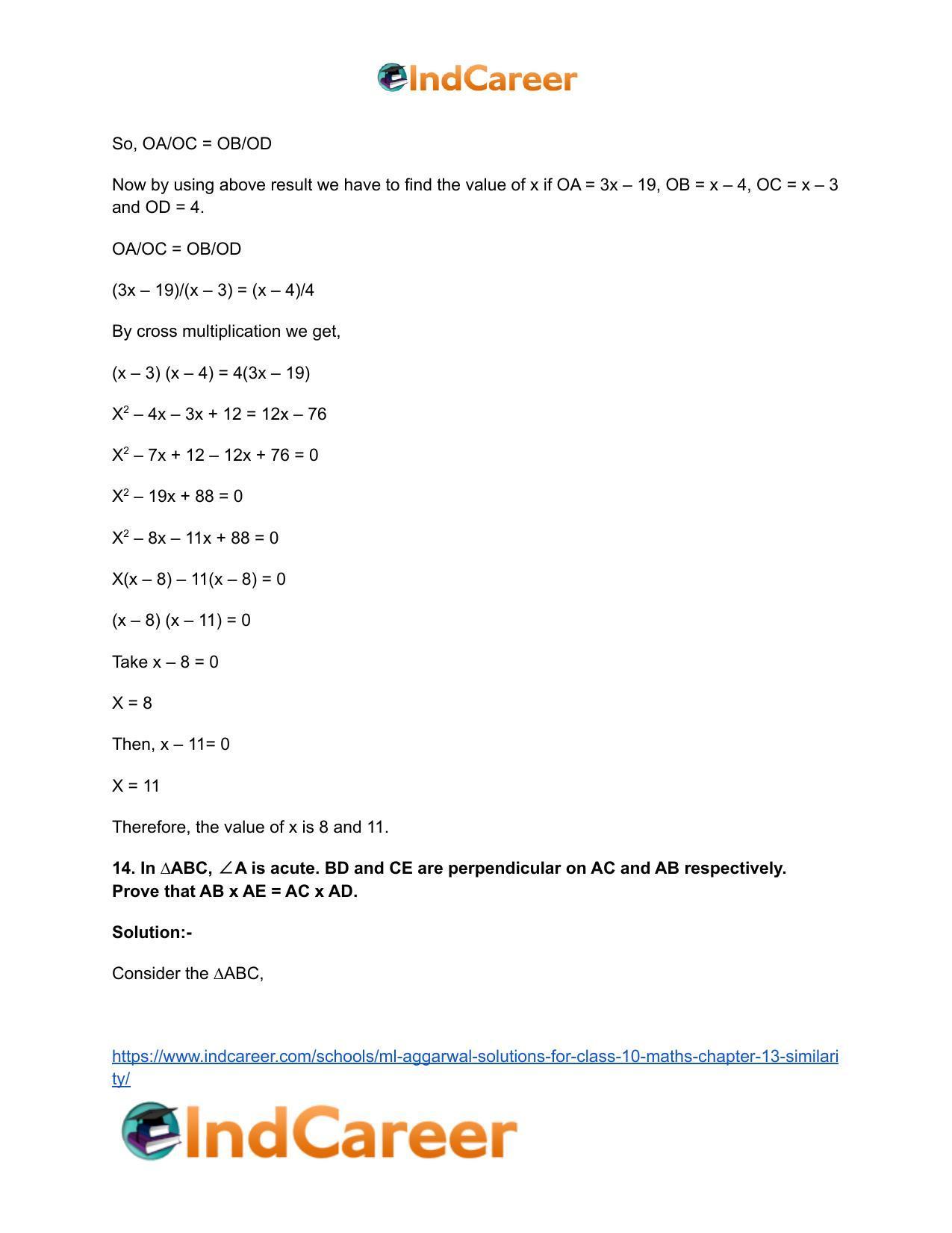 ML Aggarwal Solutions for Class 10 Maths Chapter 13- Similarity - Page 21
