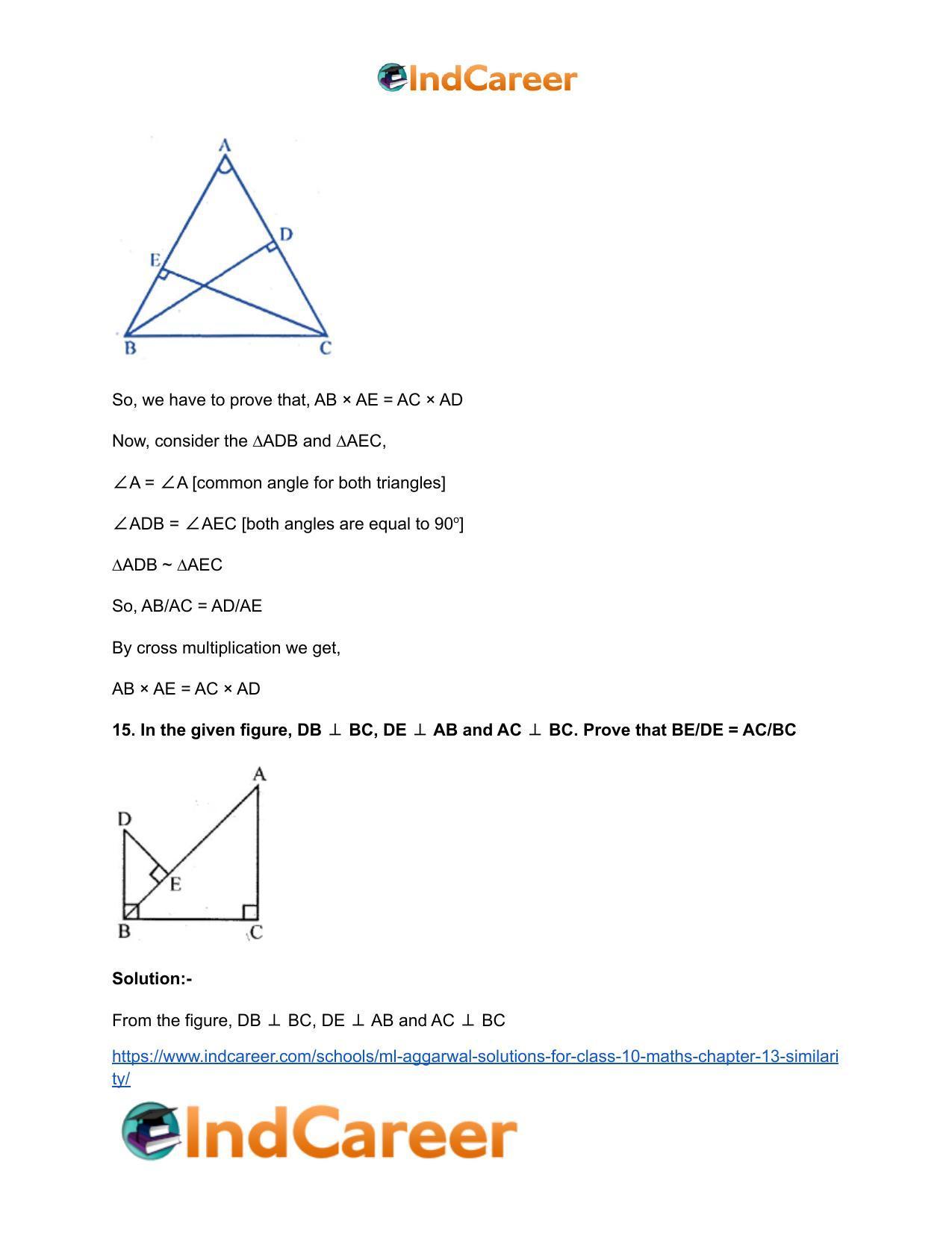 ML Aggarwal Solutions for Class 10 Maths Chapter 13- Similarity - Page 22