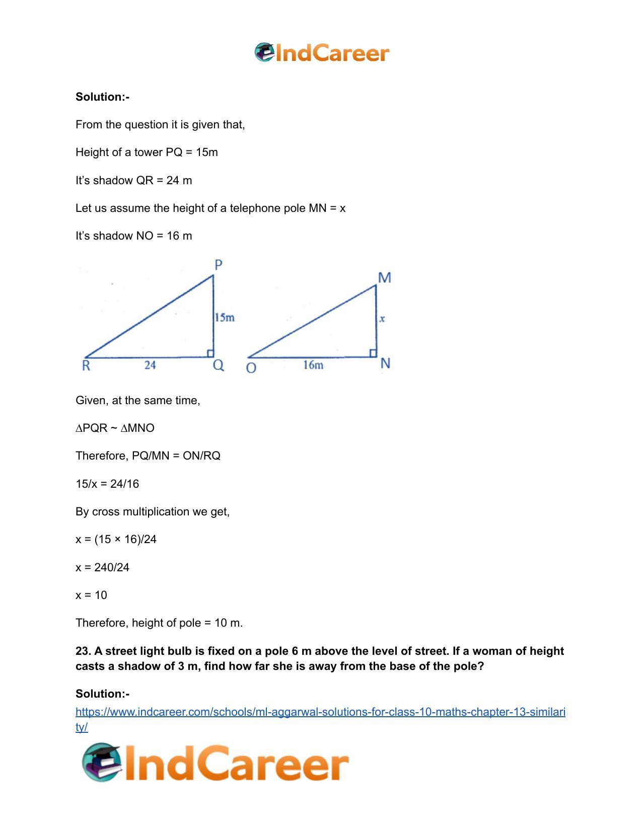 ML Aggarwal Solutions for Class 10 Maths Chapter 13- Similarity - Page 34