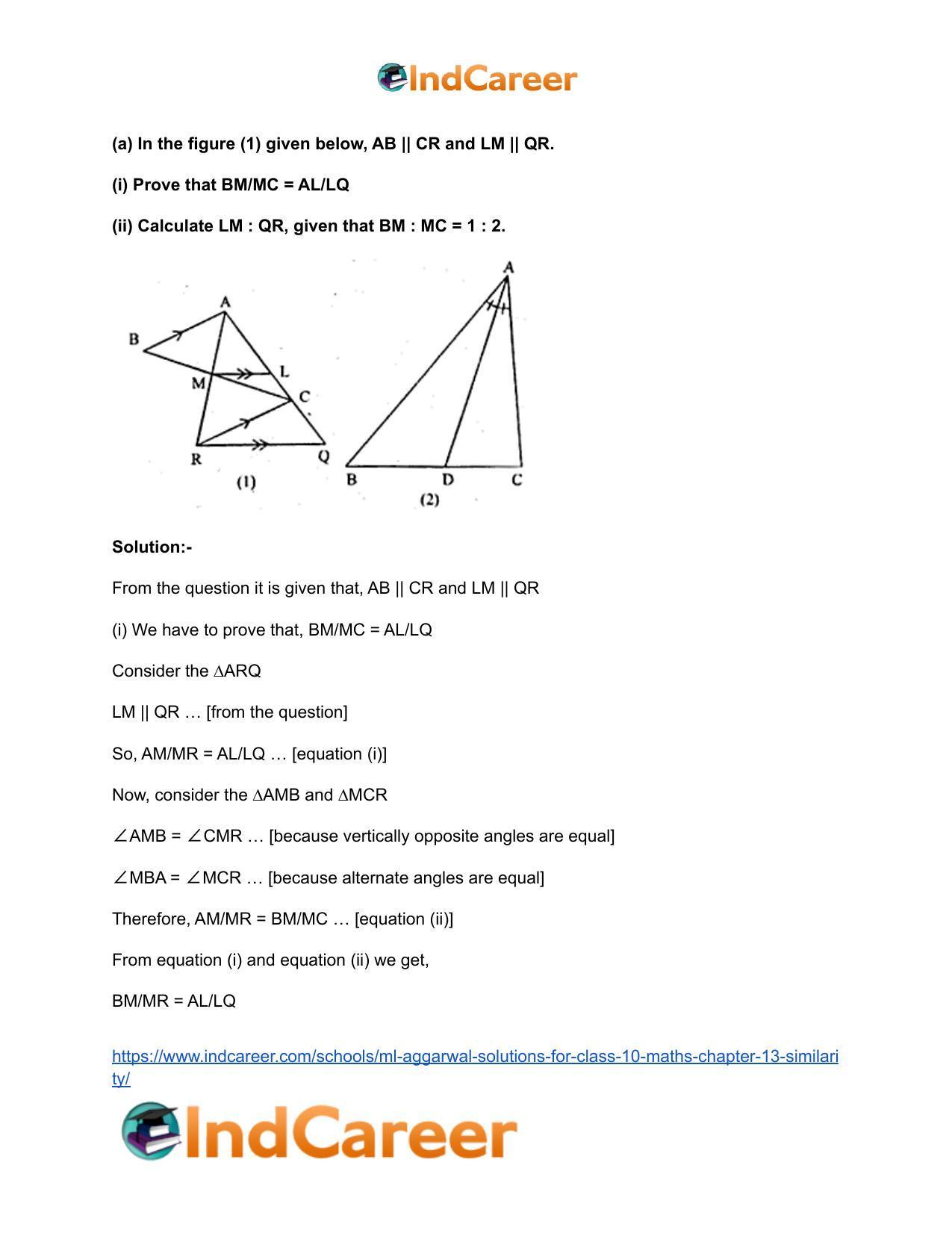 ML Aggarwal Solutions for Class 10 Maths Chapter 13- Similarity - Page 50