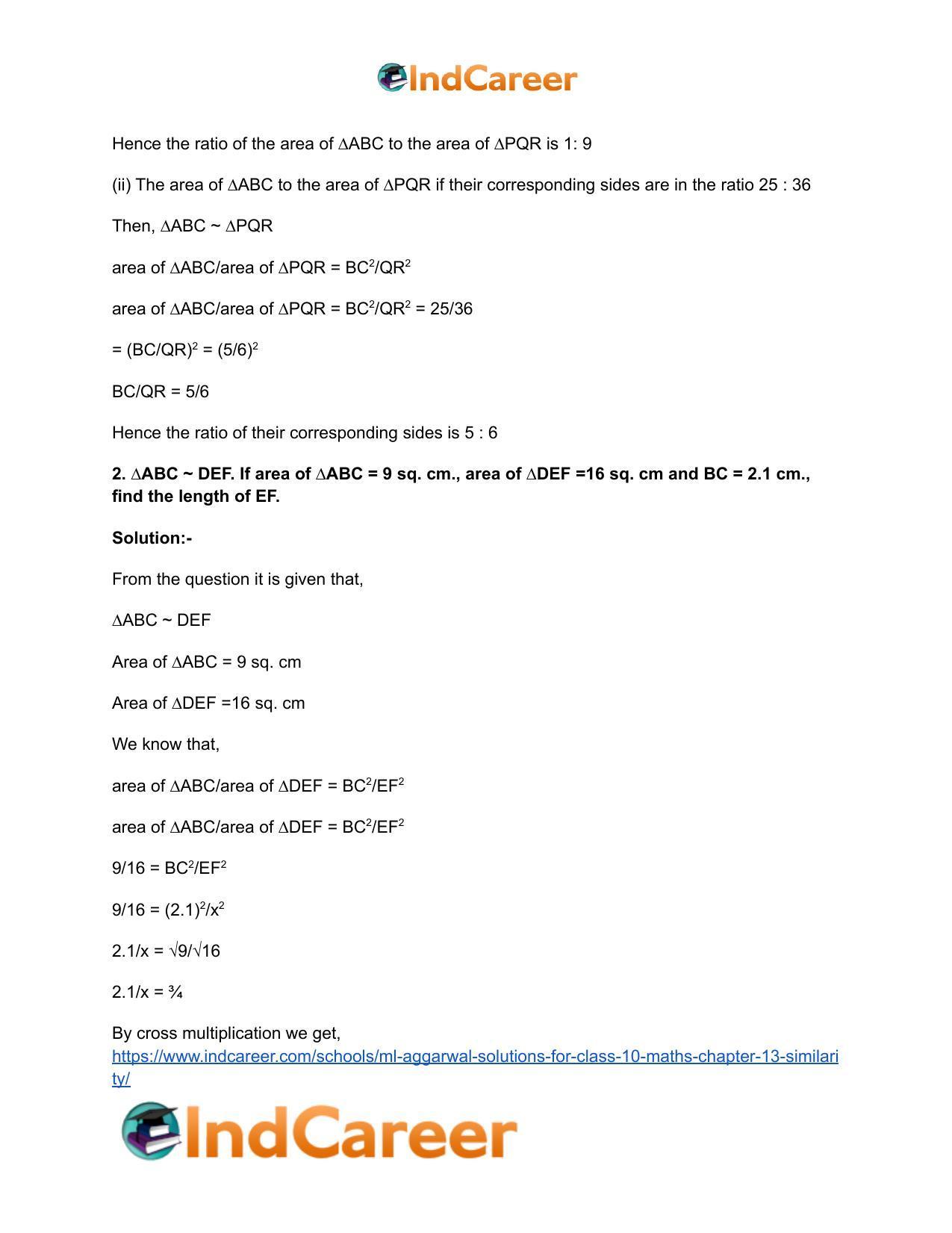 ML Aggarwal Solutions for Class 10 Maths Chapter 13- Similarity - Page 54
