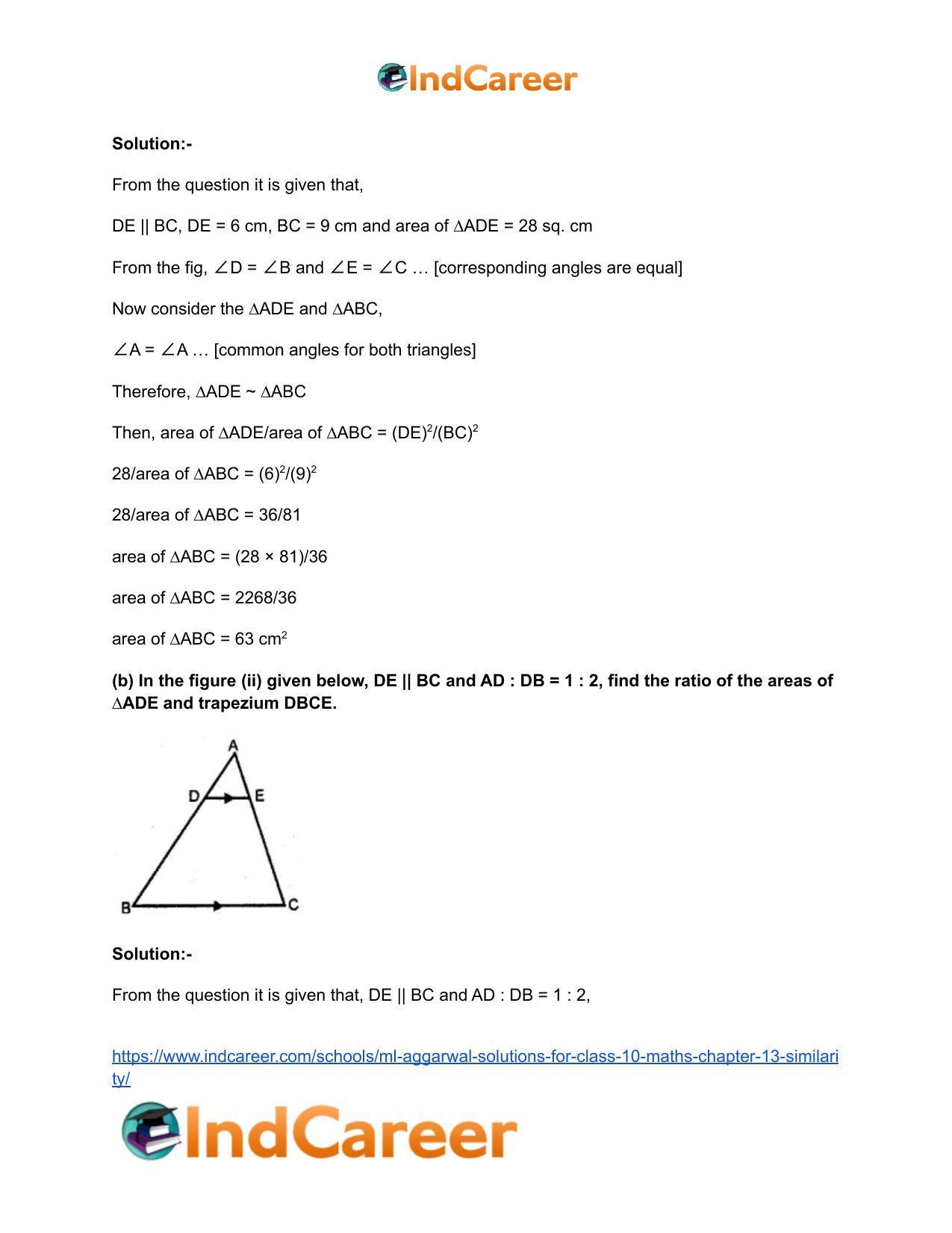 ML Aggarwal Solutions for Class 10 Maths Chapter 13- Similarity - Page 60