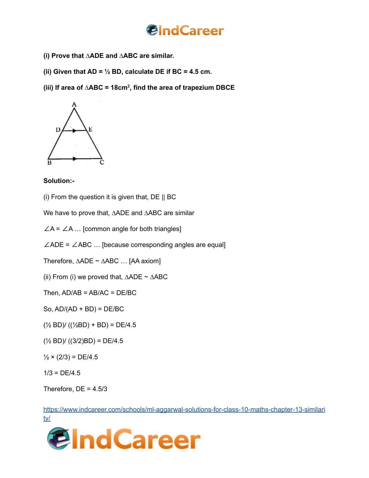ML Aggarwal Solutions for Class 10 Maths Chapter 13- Similarity - Page 62