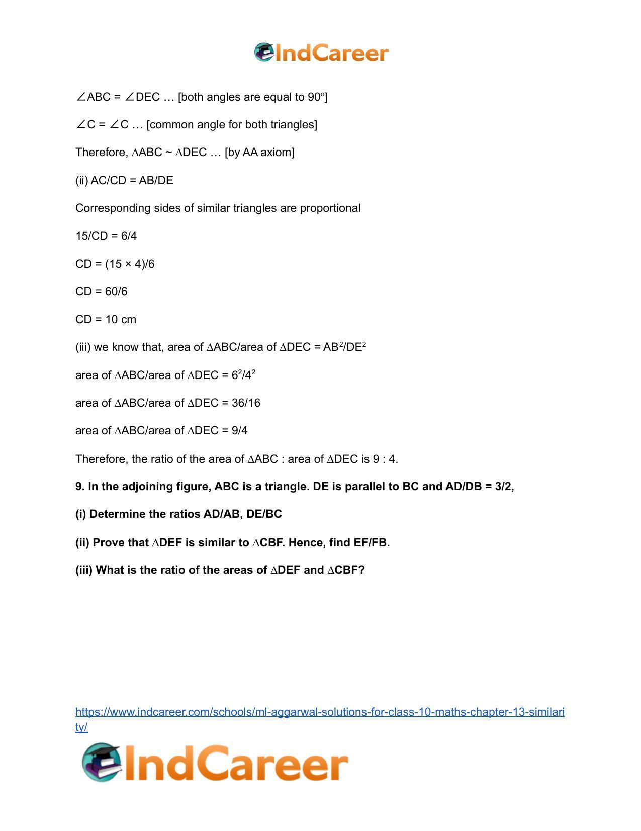 ML Aggarwal Solutions for Class 10 Maths Chapter 13- Similarity - Page 64