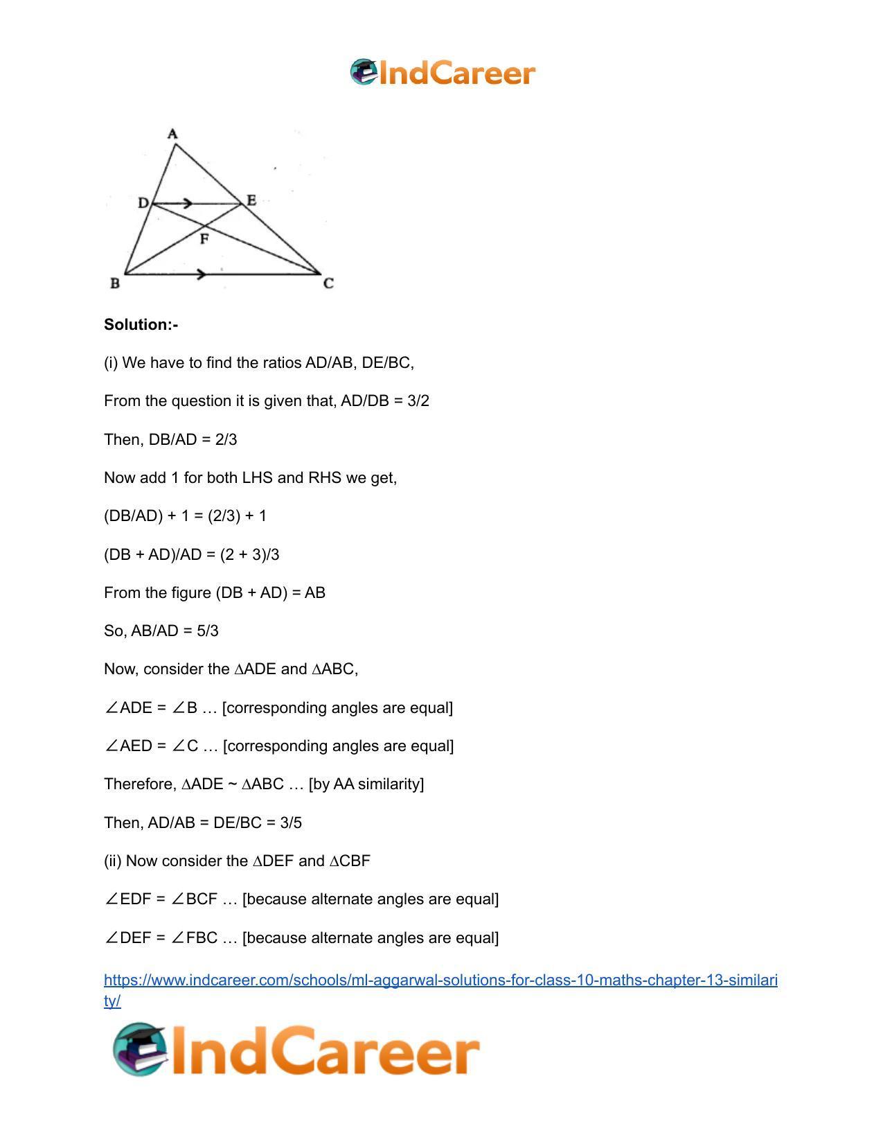 ML Aggarwal Solutions for Class 10 Maths Chapter 13- Similarity - Page 65