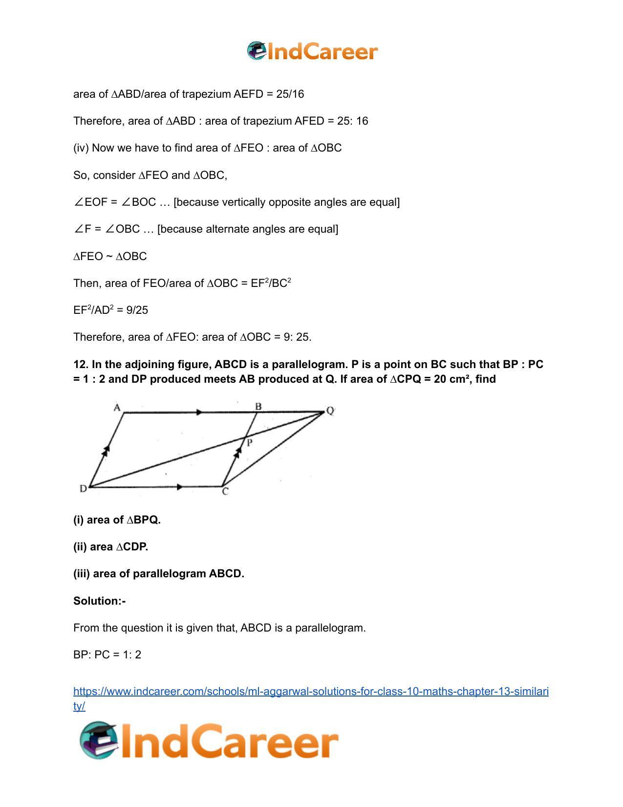 ML Aggarwal Solutions for Class 10 Maths Chapter 13- Similarity - Page 72