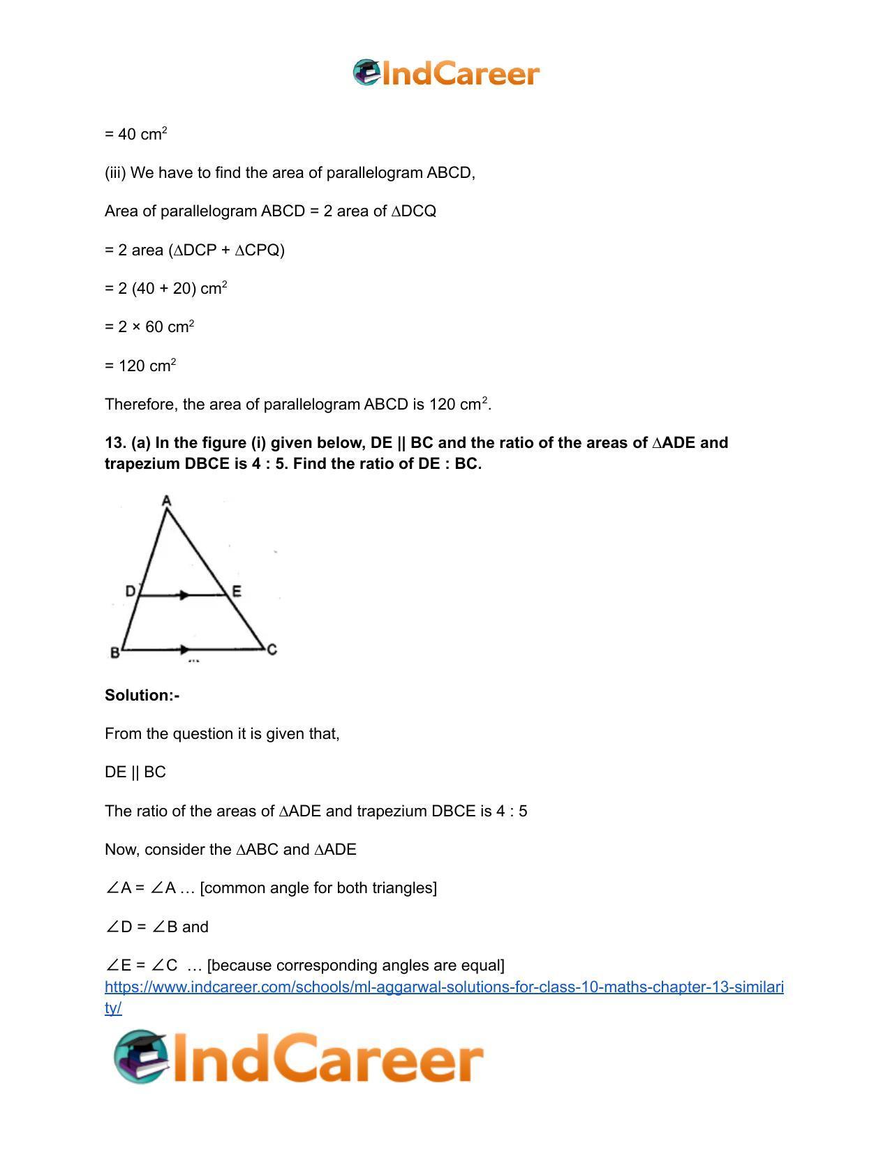 ML Aggarwal Solutions for Class 10 Maths Chapter 13- Similarity - Page 74