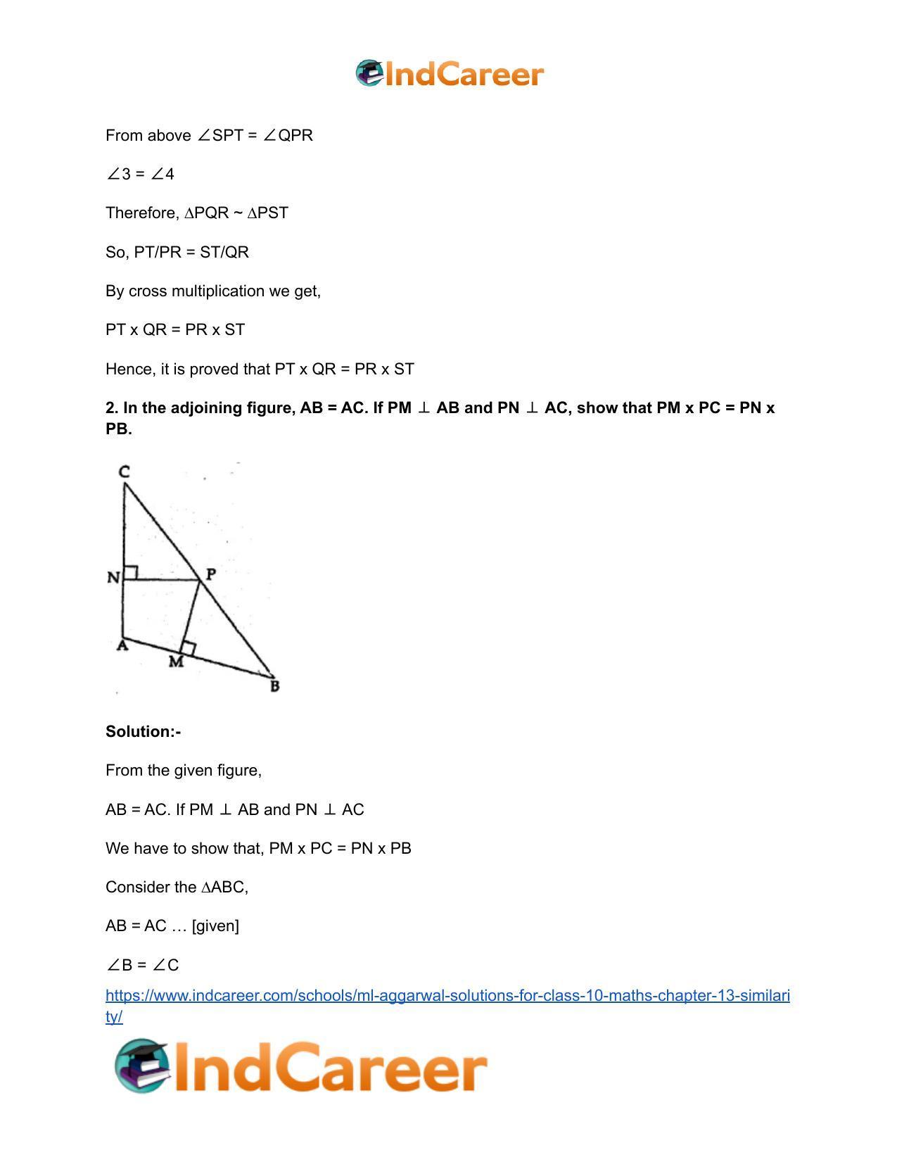 ML Aggarwal Solutions for Class 10 Maths Chapter 13- Similarity - Page 89